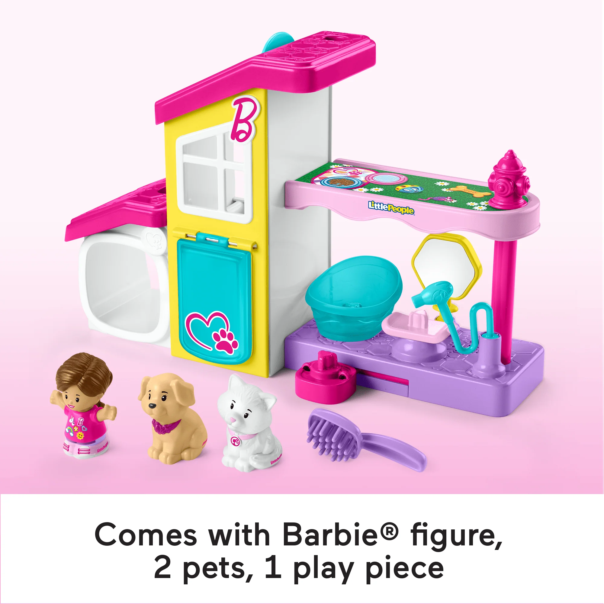 Fisher-Price Little People Barbie Play And Care Pet Spa Musical Toddler Playset, 4 Pieces