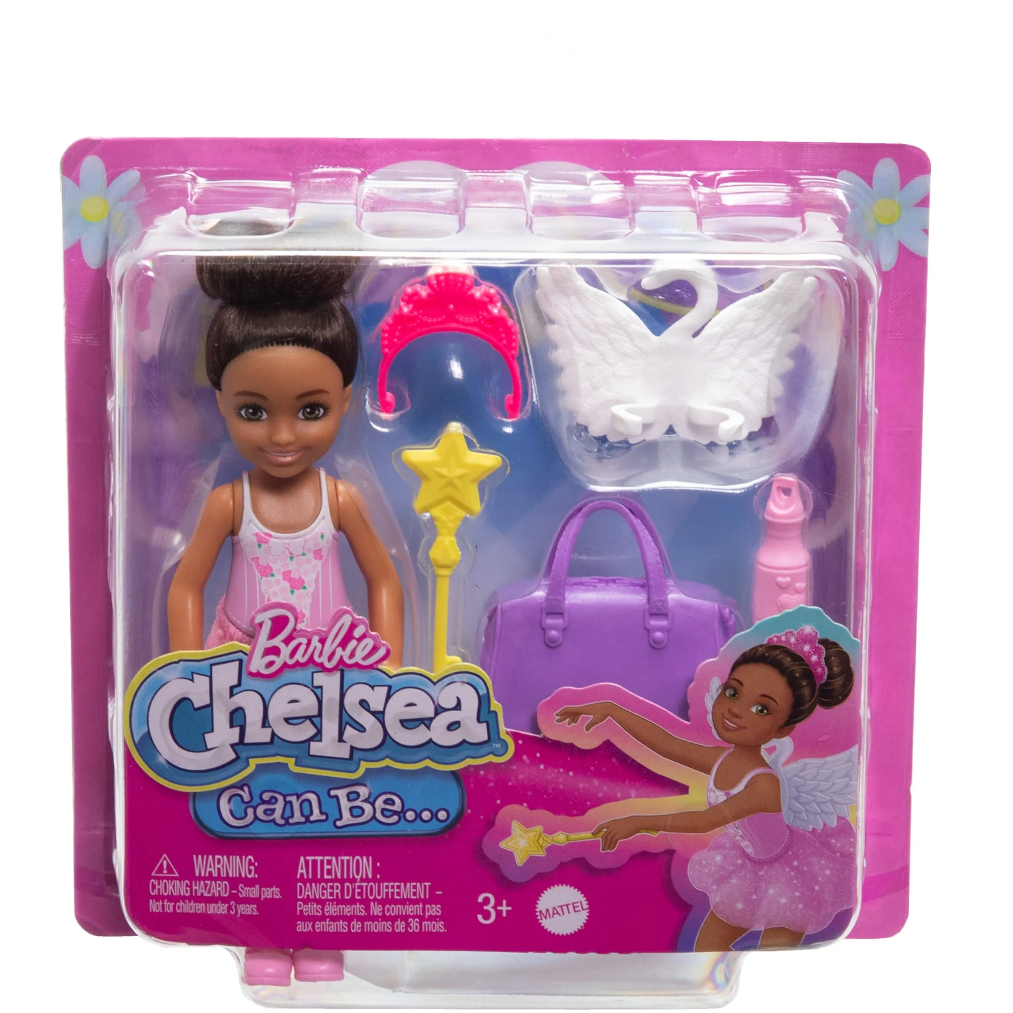Barbie Chelsea Ballerina Doll & Accessories Set, Career-Themed Brunette Small Doll