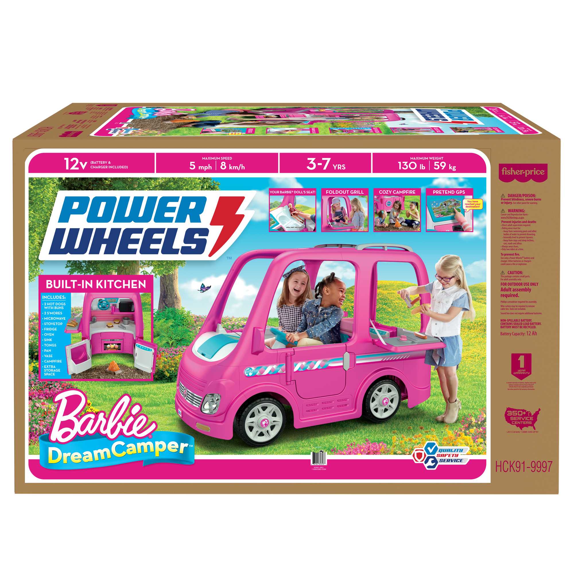 Power Wheels Barbie Dream Camper, Battery Powered 12V Ride On Vehicle