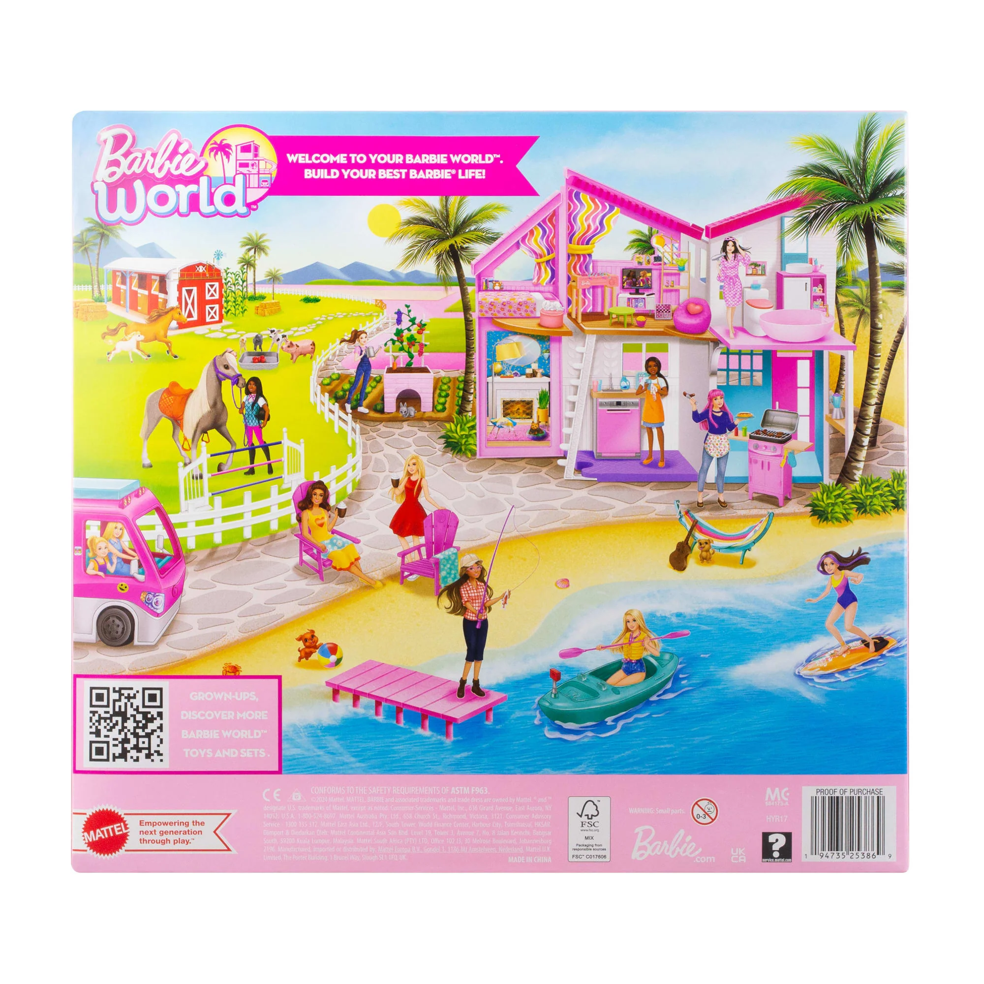 Barbie World Horse Stable Playset With Toy Horse, Jump, & Accessories, 7-Piece Set