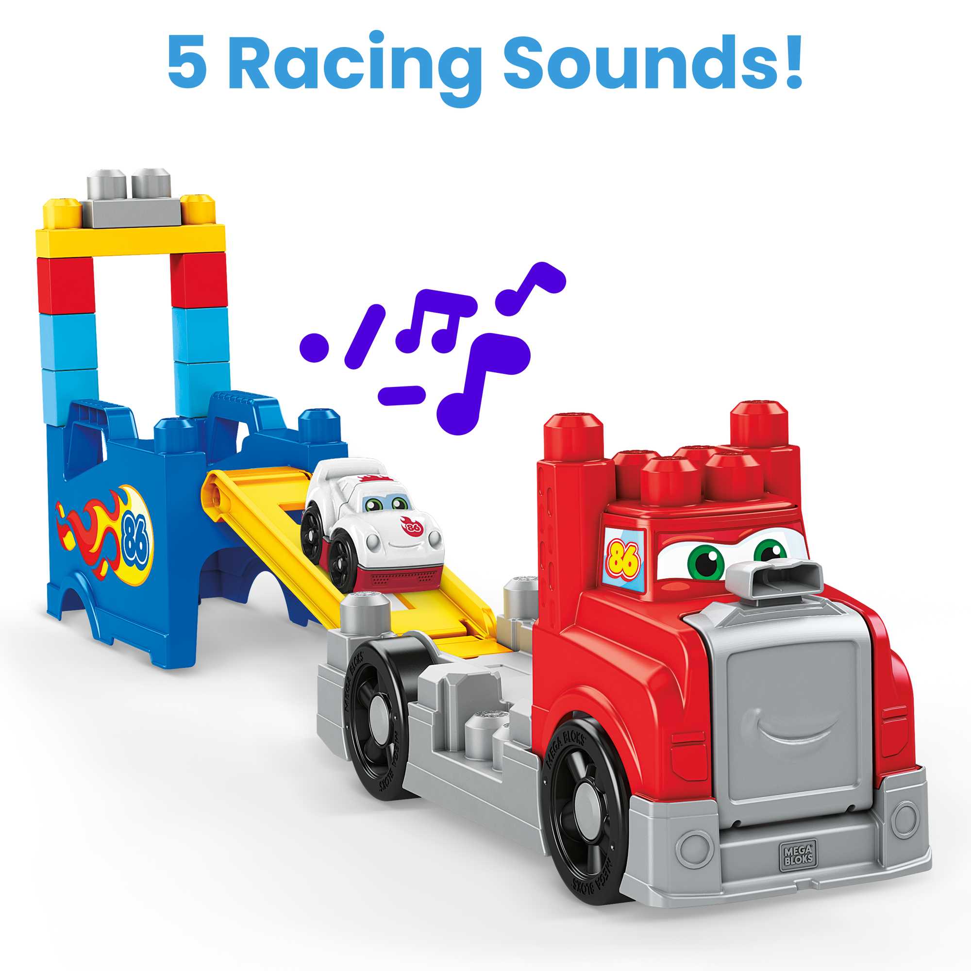 MEGA BLOKS Build & Race Rig Fisher-Price Toy Blocks With Sounds (16 Pieces) For Toddler