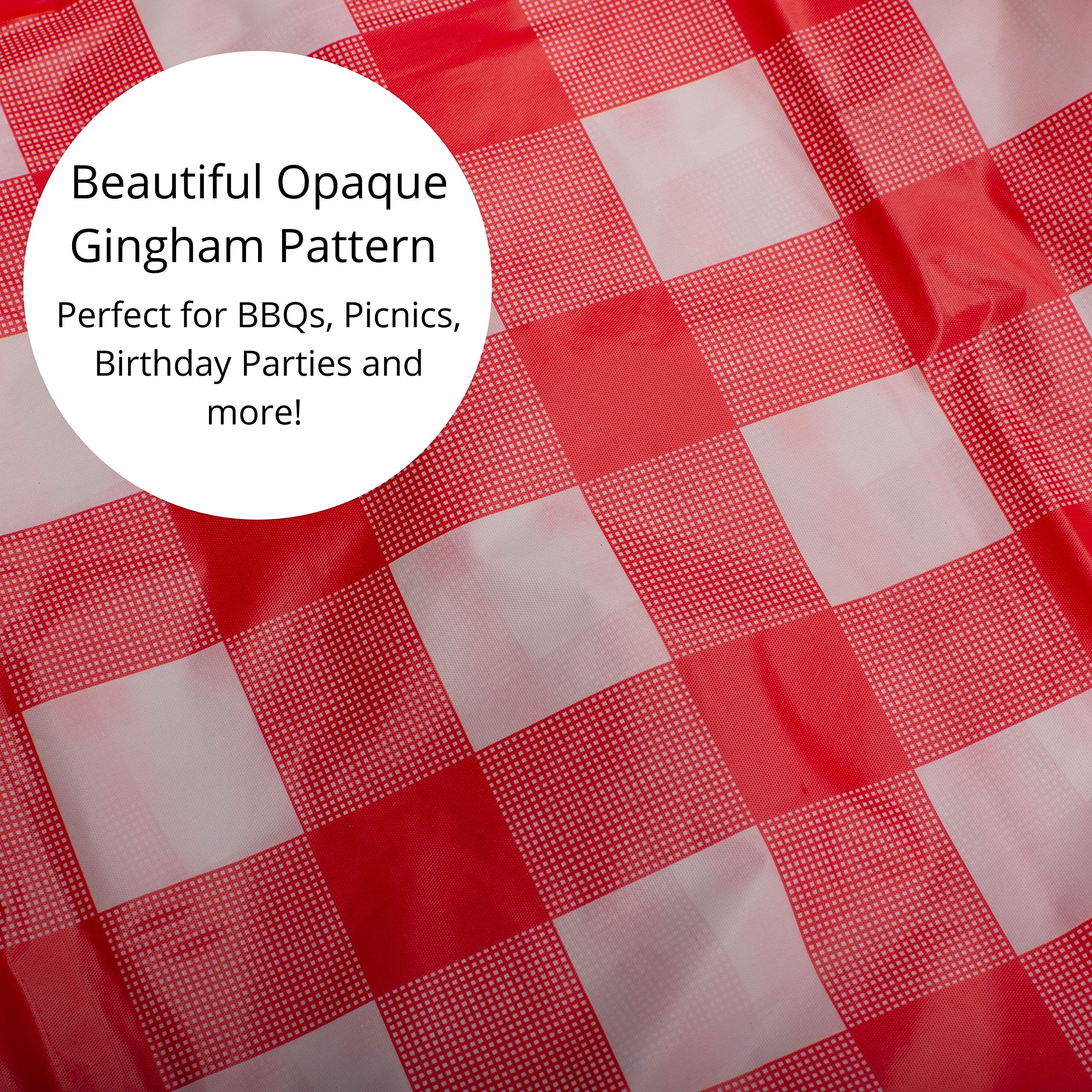 Red Gingham Plastic Table Cover