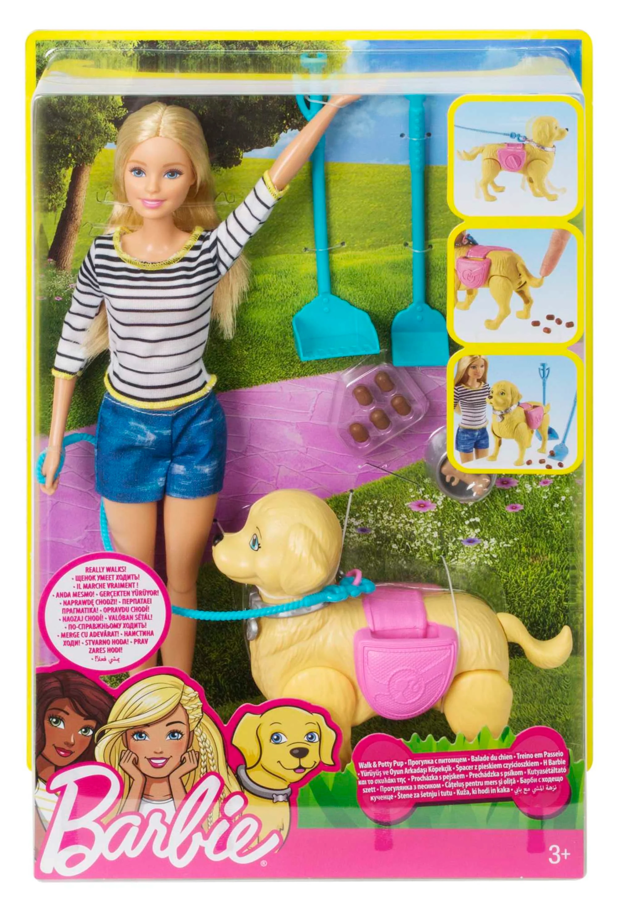 Barbie Walk & Potty Pup Set With Doll & Tail-Activated Pooping Puppy