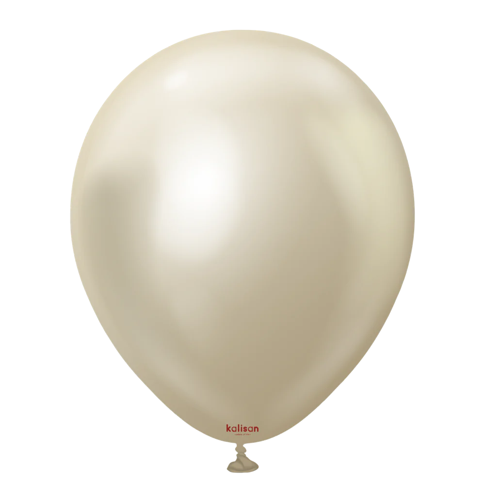 12 inch Kalisan Mirror White Gold Latex Balloons 100ct