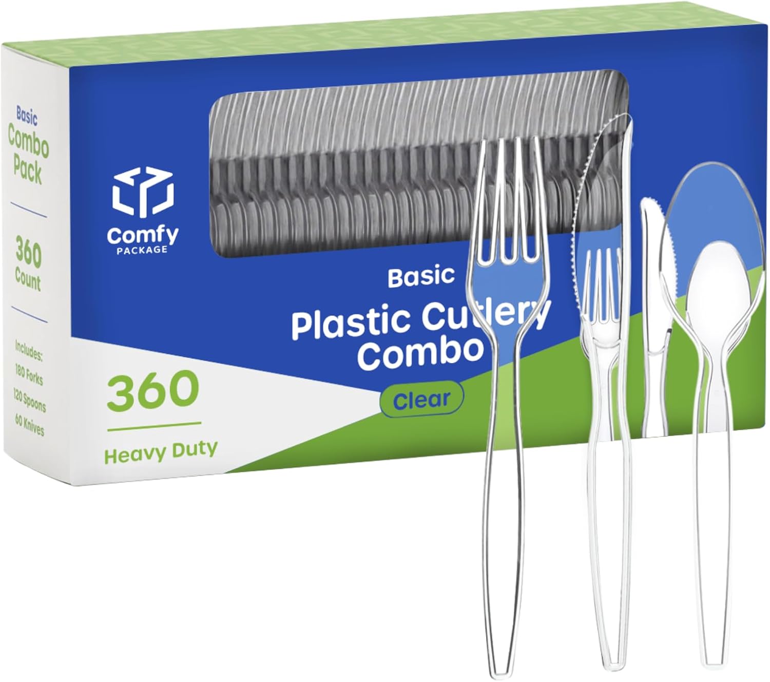 Comfy Package [100 Pack] Heavy Duty Disposable Clear Plastic Forks - Basic Cutlery for Parties, Events, and Everyday Use