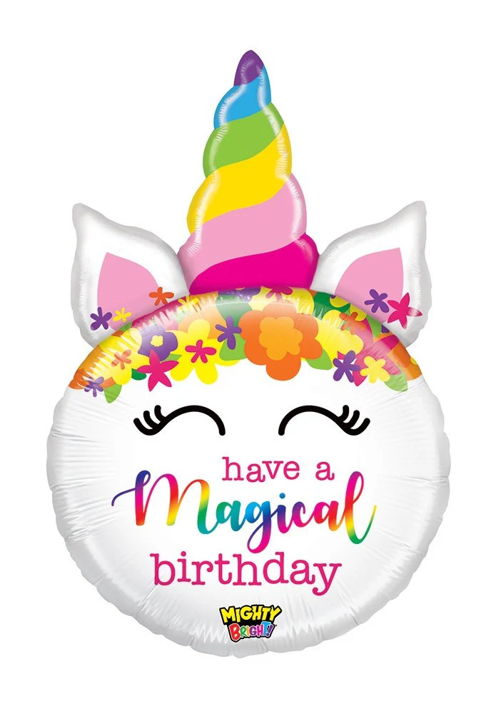 Betallic Mighty Birthday Unicorn 27 inch Mighty Bright Shape Packaged 1ct