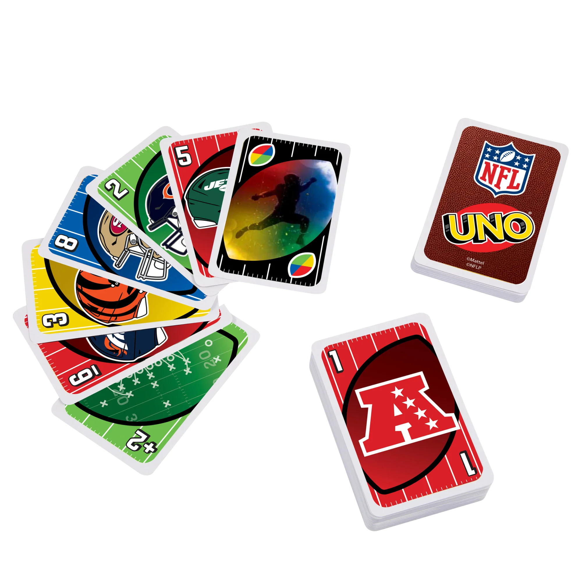 UNO NFL Card Game in Storage & Travel Tin For Kids, Adults & Family Night, Features All 32 NFL Teams
