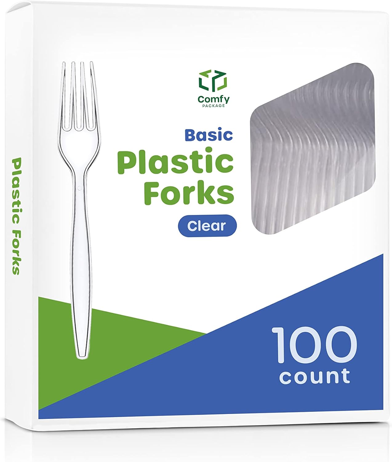 Comfy Package [100 Pack] Heavy Duty Disposable Clear Plastic Forks - Basic Cutlery for Parties, Events, and Everyday Use