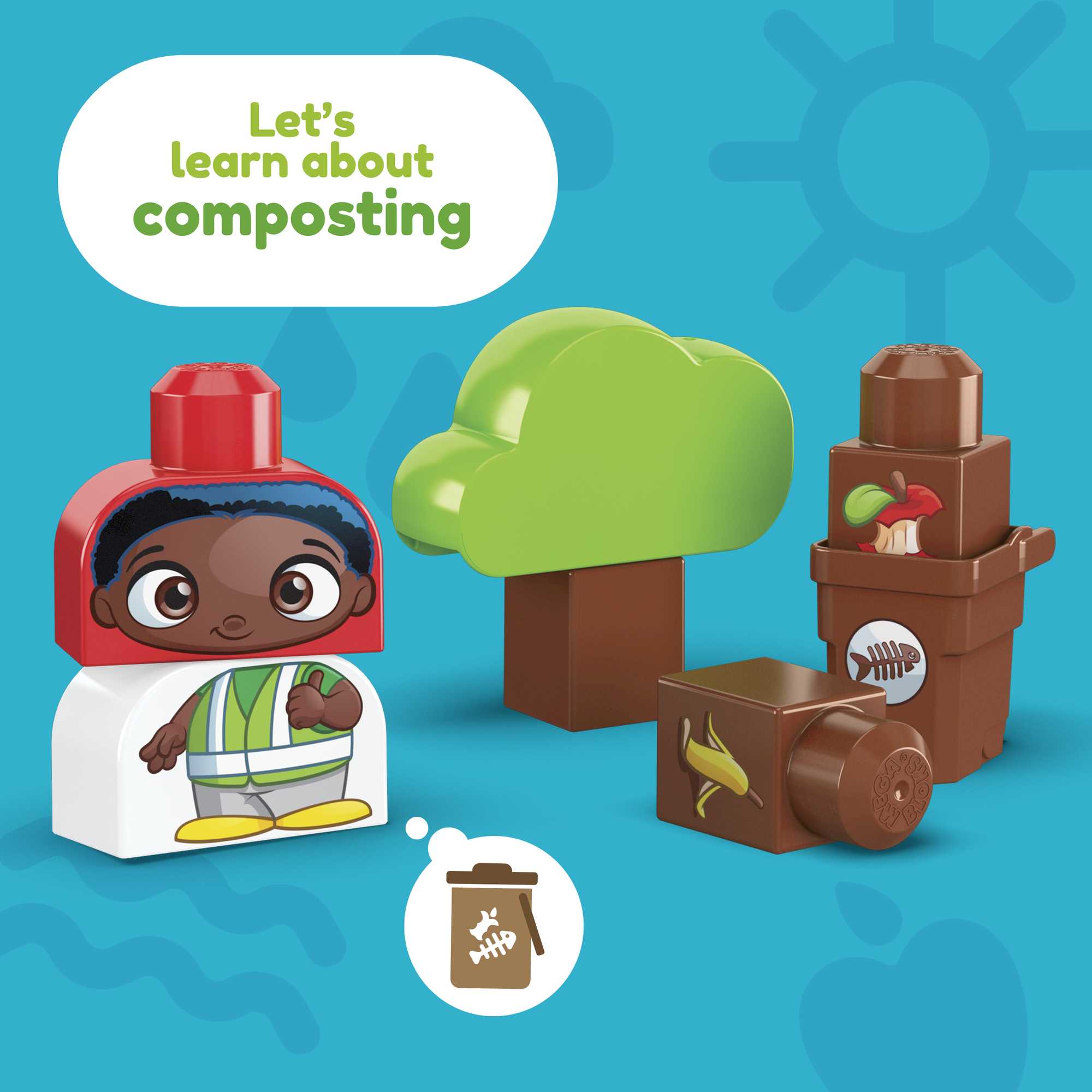 MEGA BLOKS Toy Blocks Sort & Recycle Squad With 2 Figures (17 Pieces) For Toddler