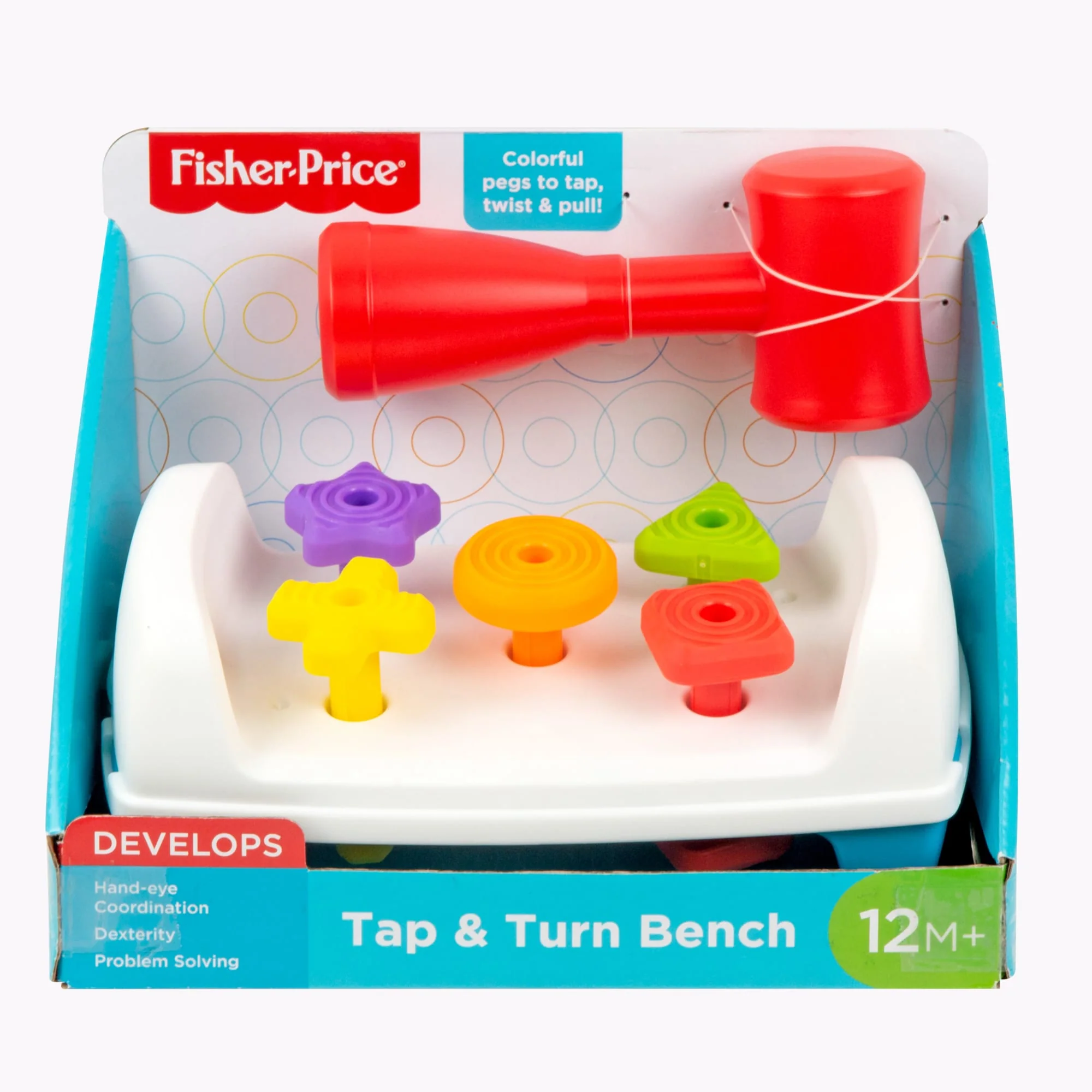 Fisher-Price Tap & Turn Bench Pretend Tools 2-Sided Toy For Infants And Toddlers