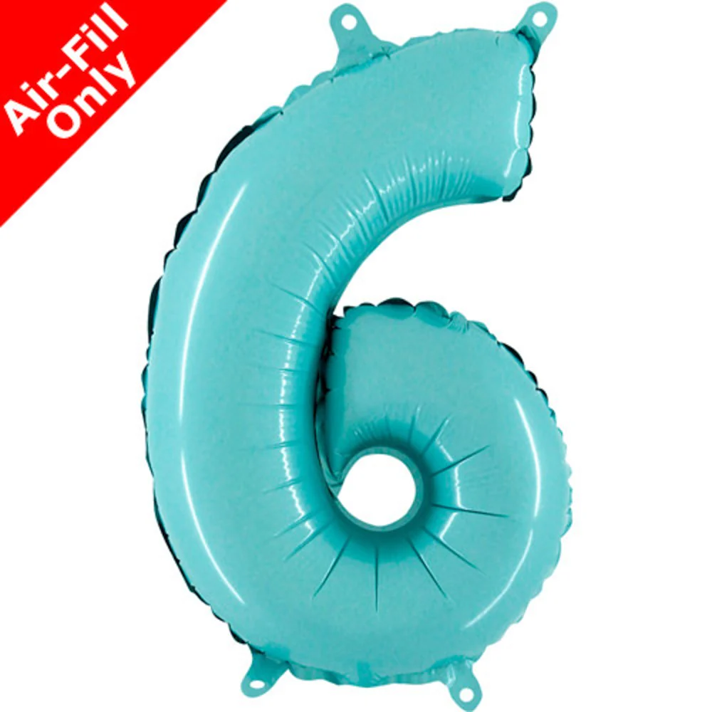 Grabo Pastel Blue Number 6 14in Foil Balloon