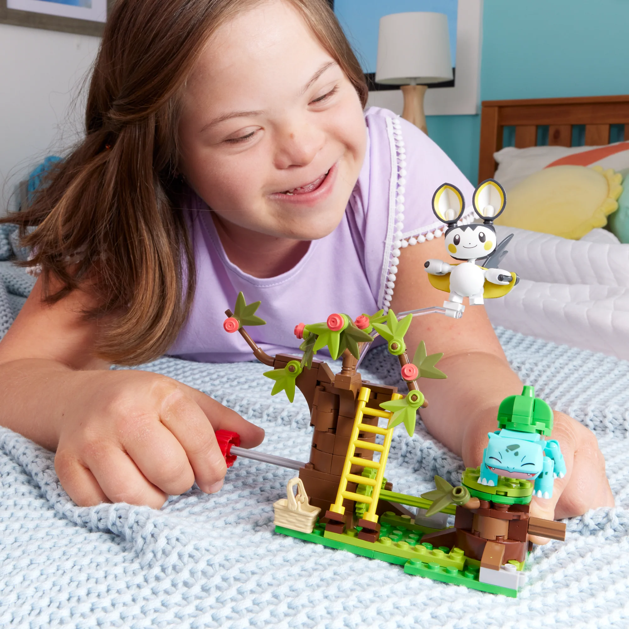MEGA Pok��mon Emolga And Bulbasaur's Charming Woods Building Toy Kit (194 Pieces) For Kids