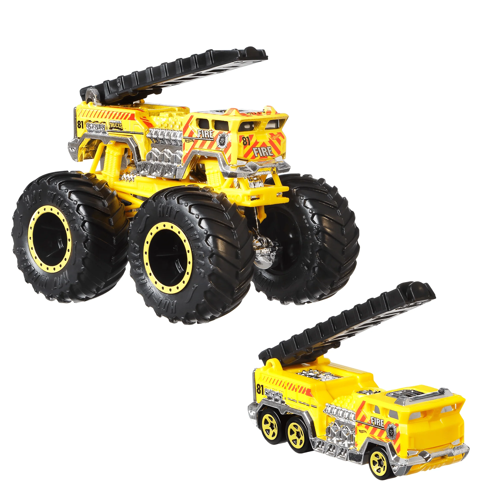 Hot Wheels Monster Trucks Veh��culo de Juguete Cami��n 5 Alarm + Auto 5 Alarm