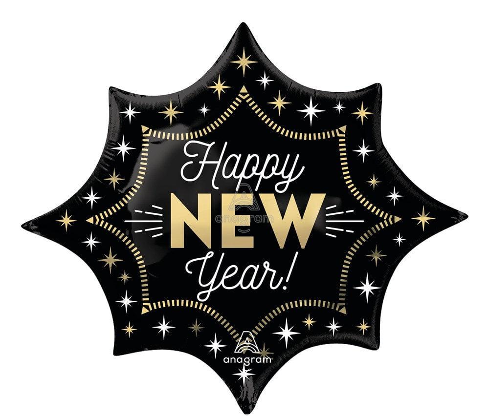 Anagram New Years Midnight Glam Burst 35in Foil Balloon FLAT