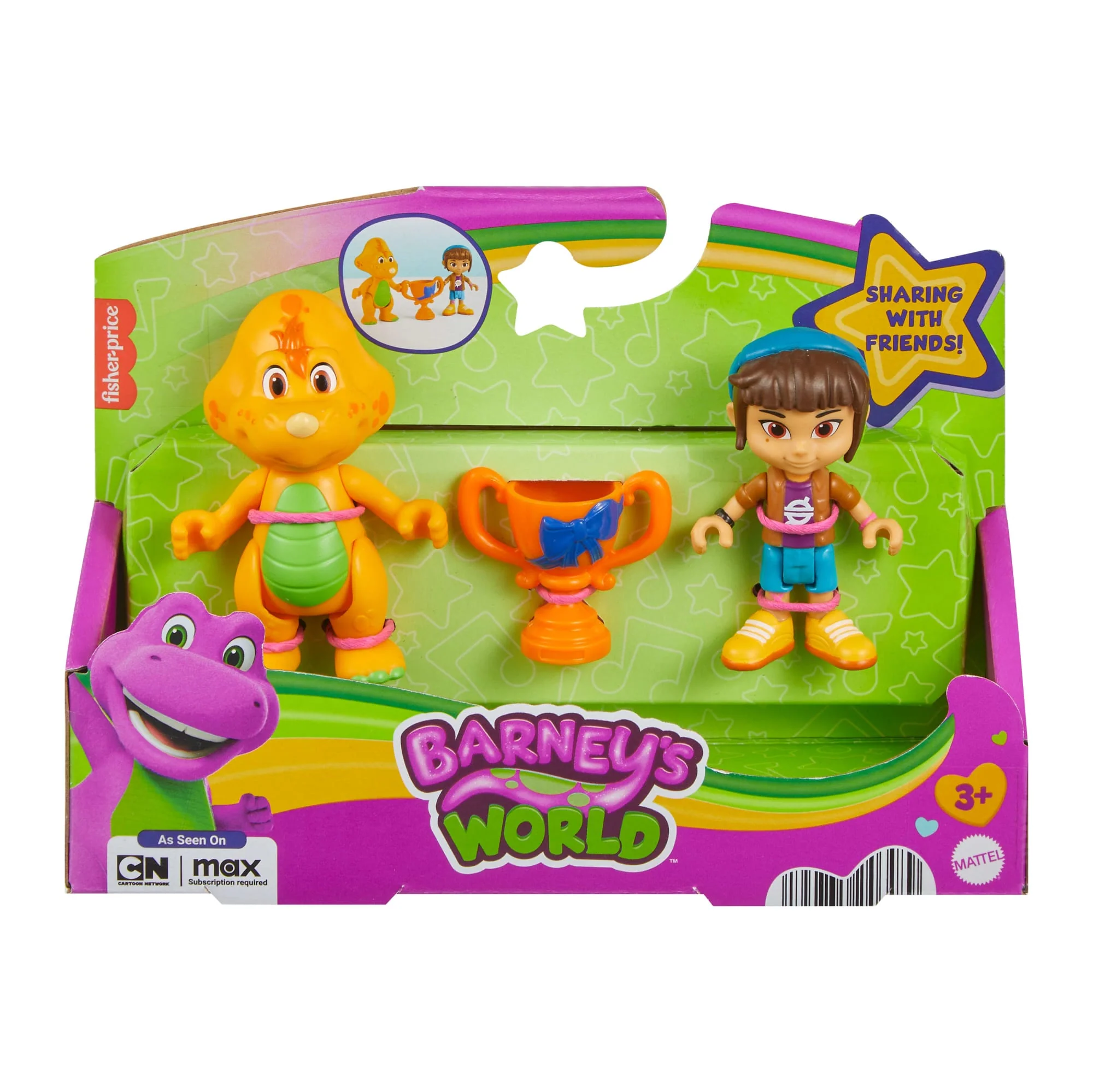 Fisher-Price Barney's World Barney's Friend Mel & Billy Dino Figure Set For Kids, 3 Toys