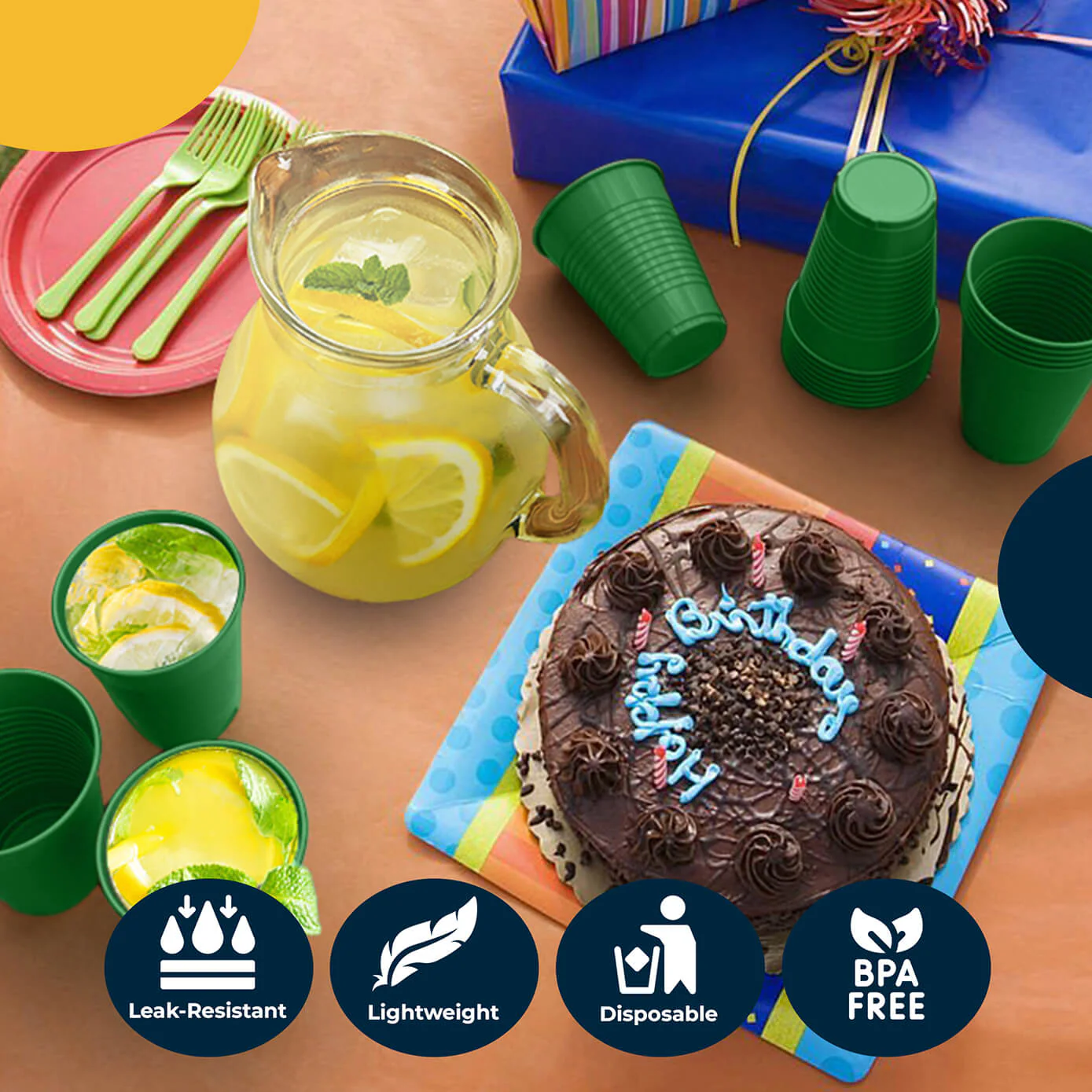 12 Oz. Emerald Green Plastic Cups | 50 Count