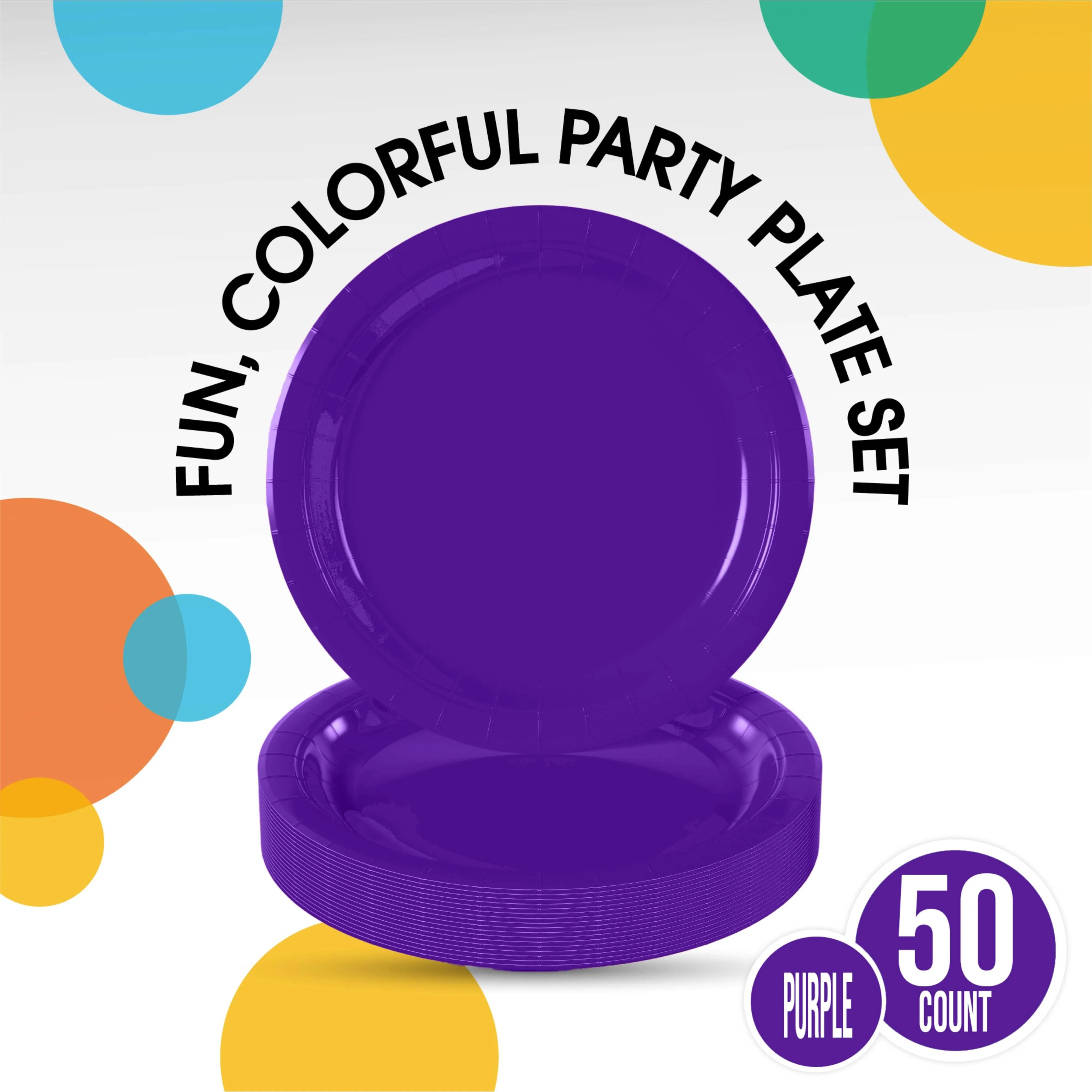 7 In. Purple Paper Plates - 50 Ct.