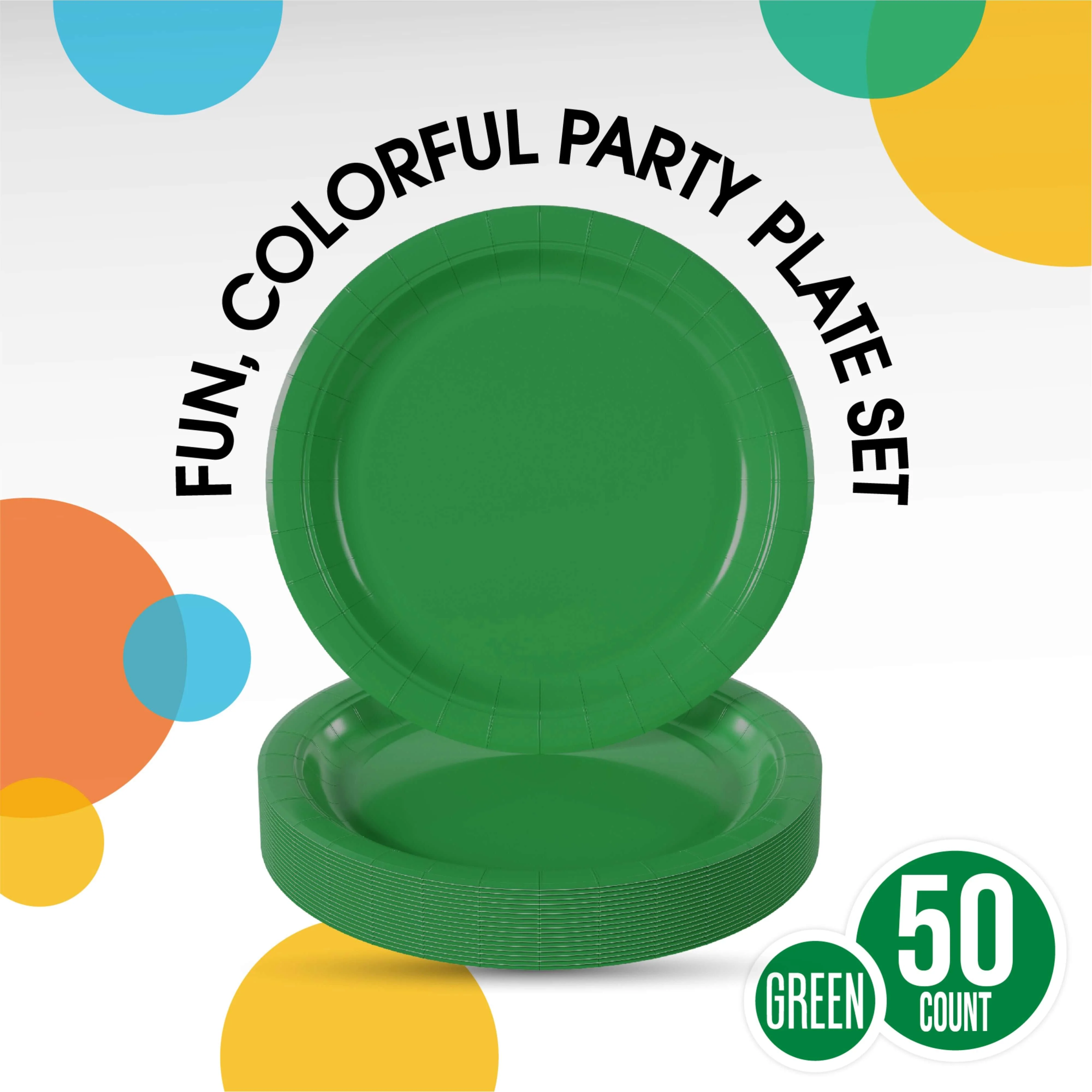 9 In. Emerald Green Paper Plates - 50 Ct.