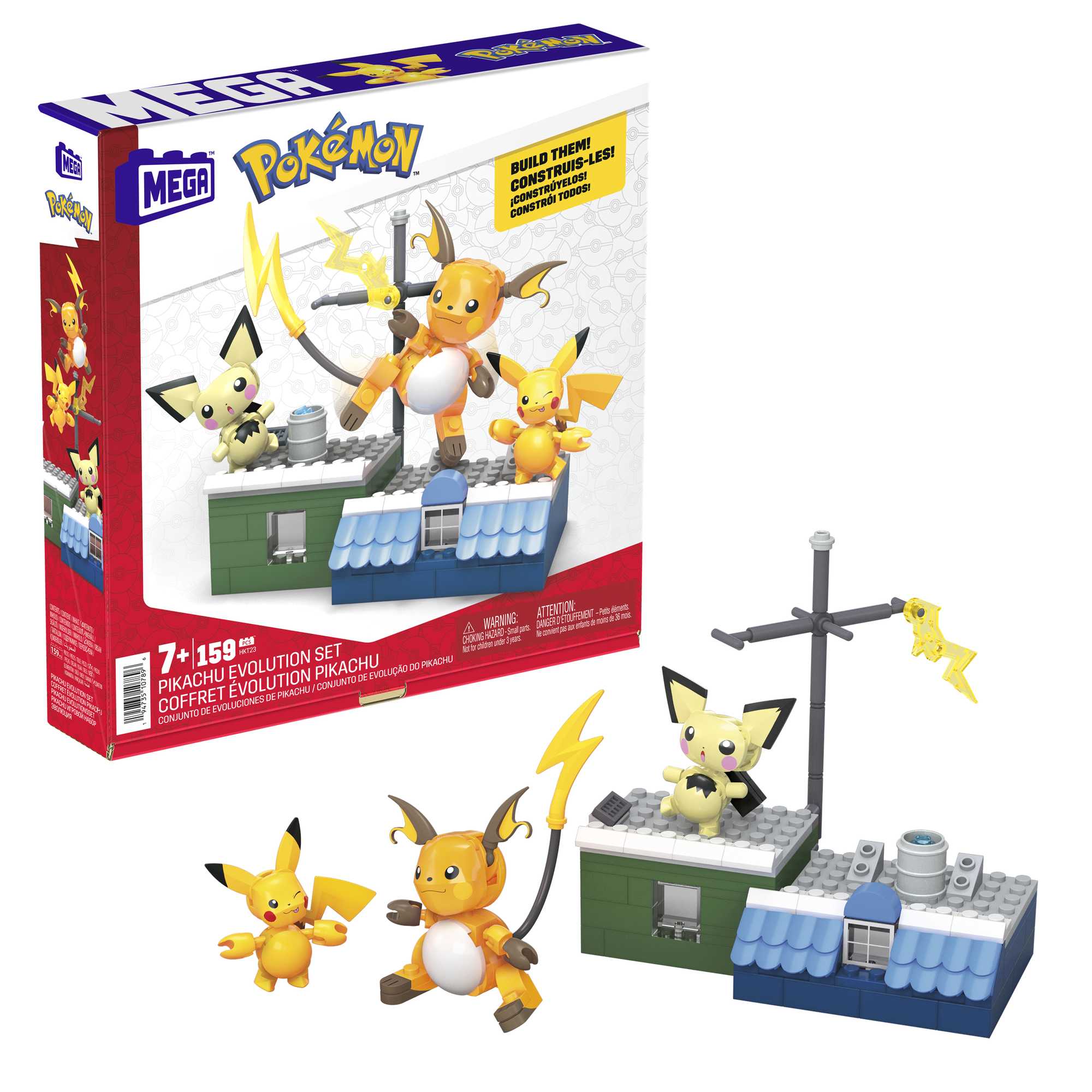 MEGA Pok��mon Pikachu Evolution Set With Posable Figures Building Set For Kids (160 Pcs)