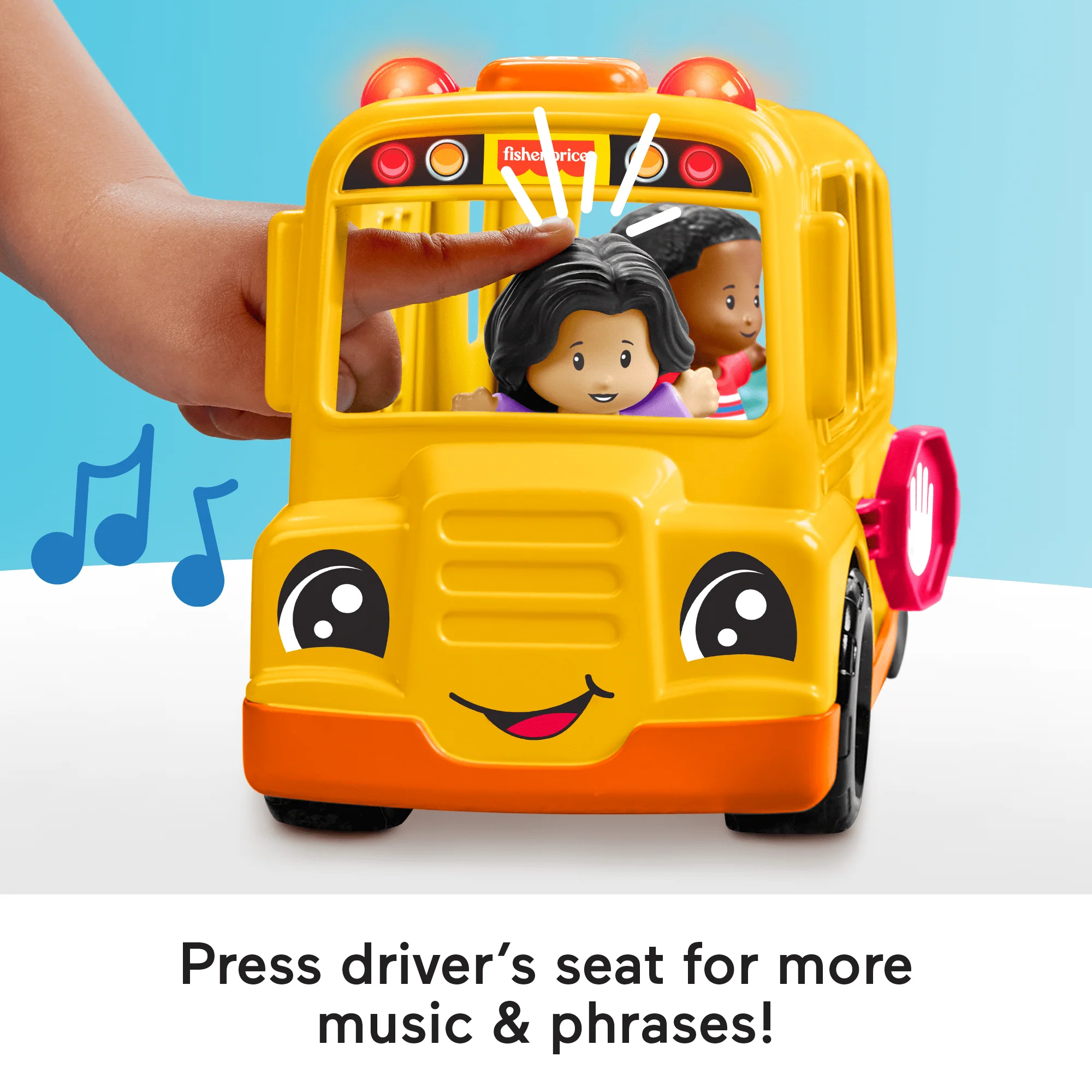 Fisher-Price Little People School Bus Musical Toddler Toy Vehicle With 2 Figures