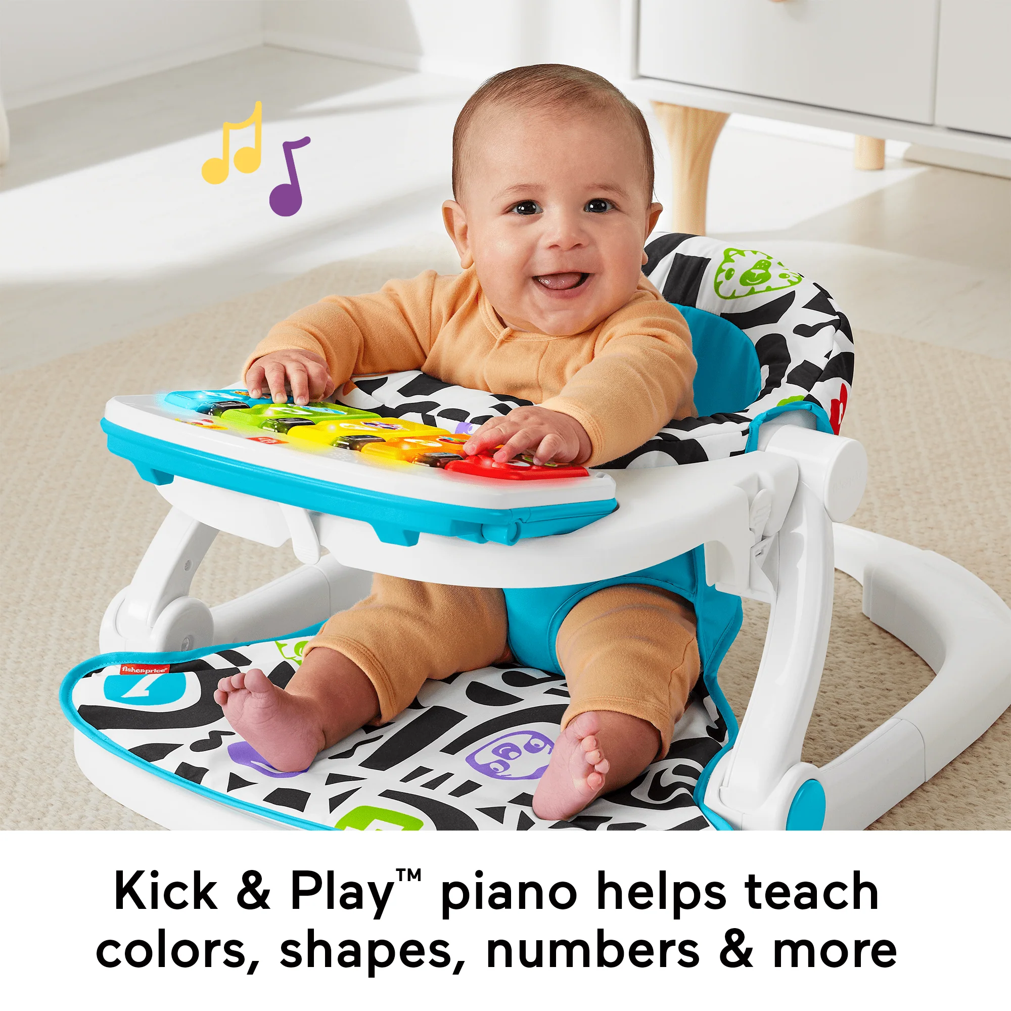Fisher-Price Kick & Play Deluxe Sit-Me-Up Seat Portable Baby Chair With Piano Learning Toy
