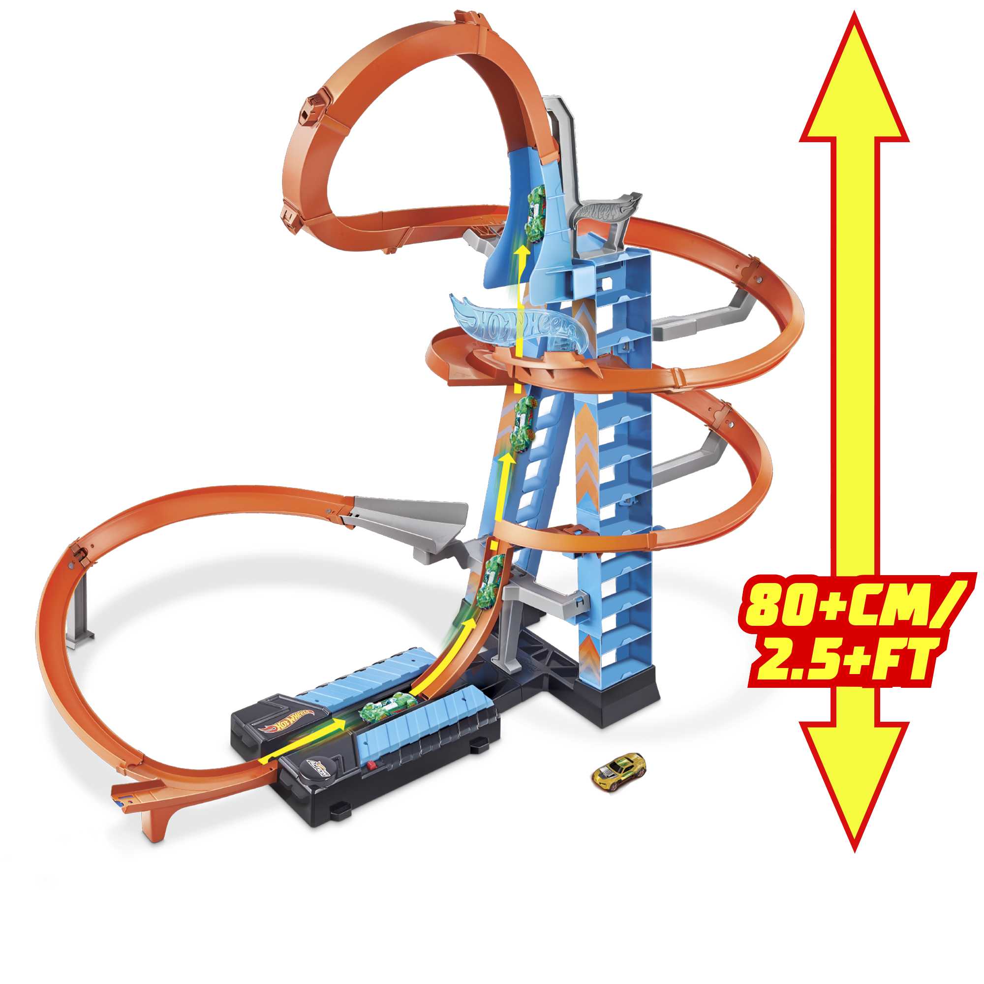 Hot Wheels Sky Crash Tower Track Set, More Than 2.5-Ft Tall With Motorized Booster