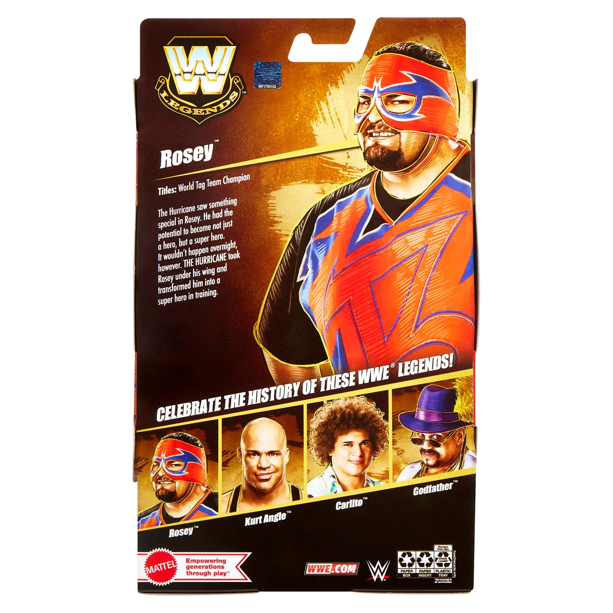 WWE Elite Legends Rosey Action Figure & Accessories, Series 26 Collectible Set, 6-inch