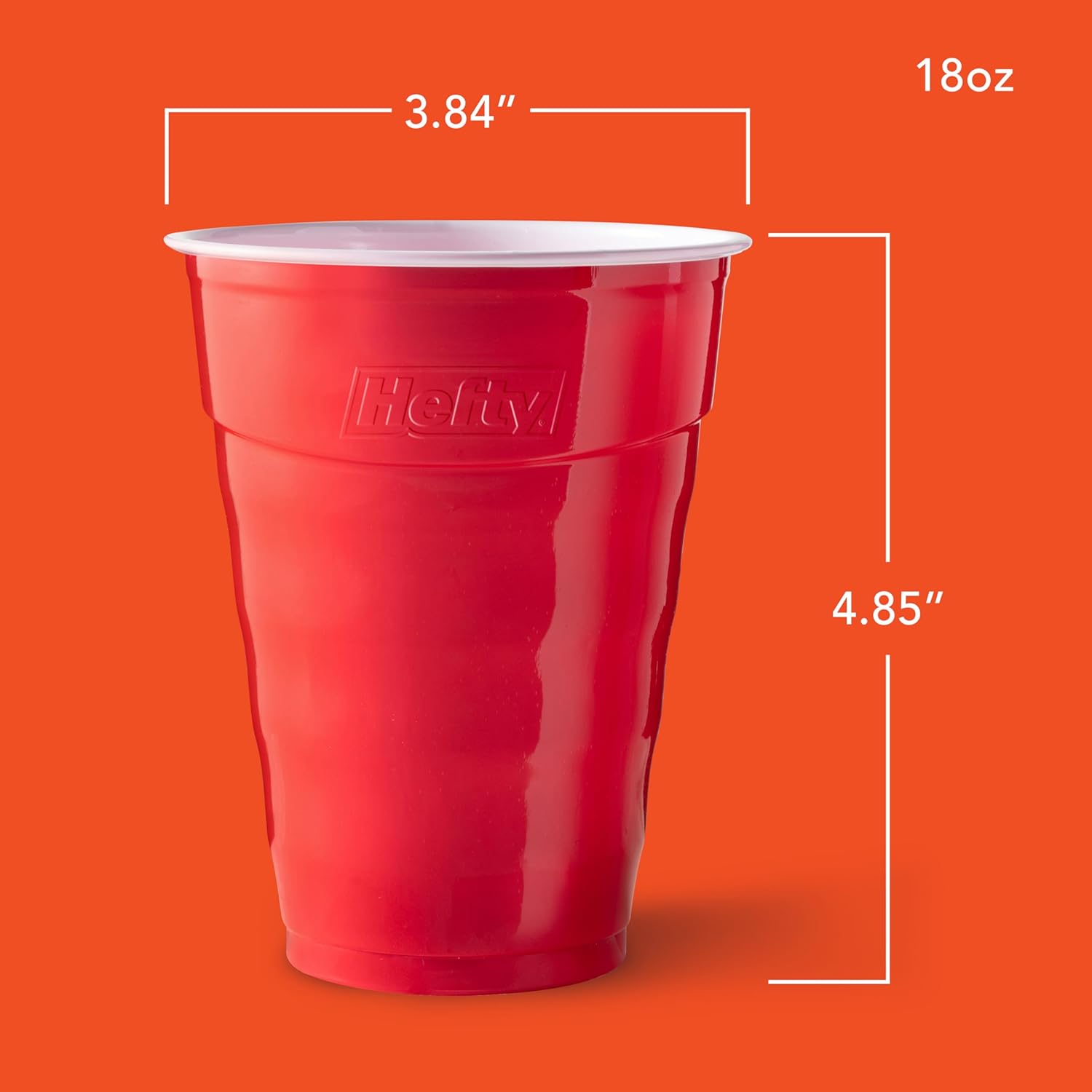 Hefty Party On Disposable Plastic Cups, Red, 18 Ounce, 50 Count