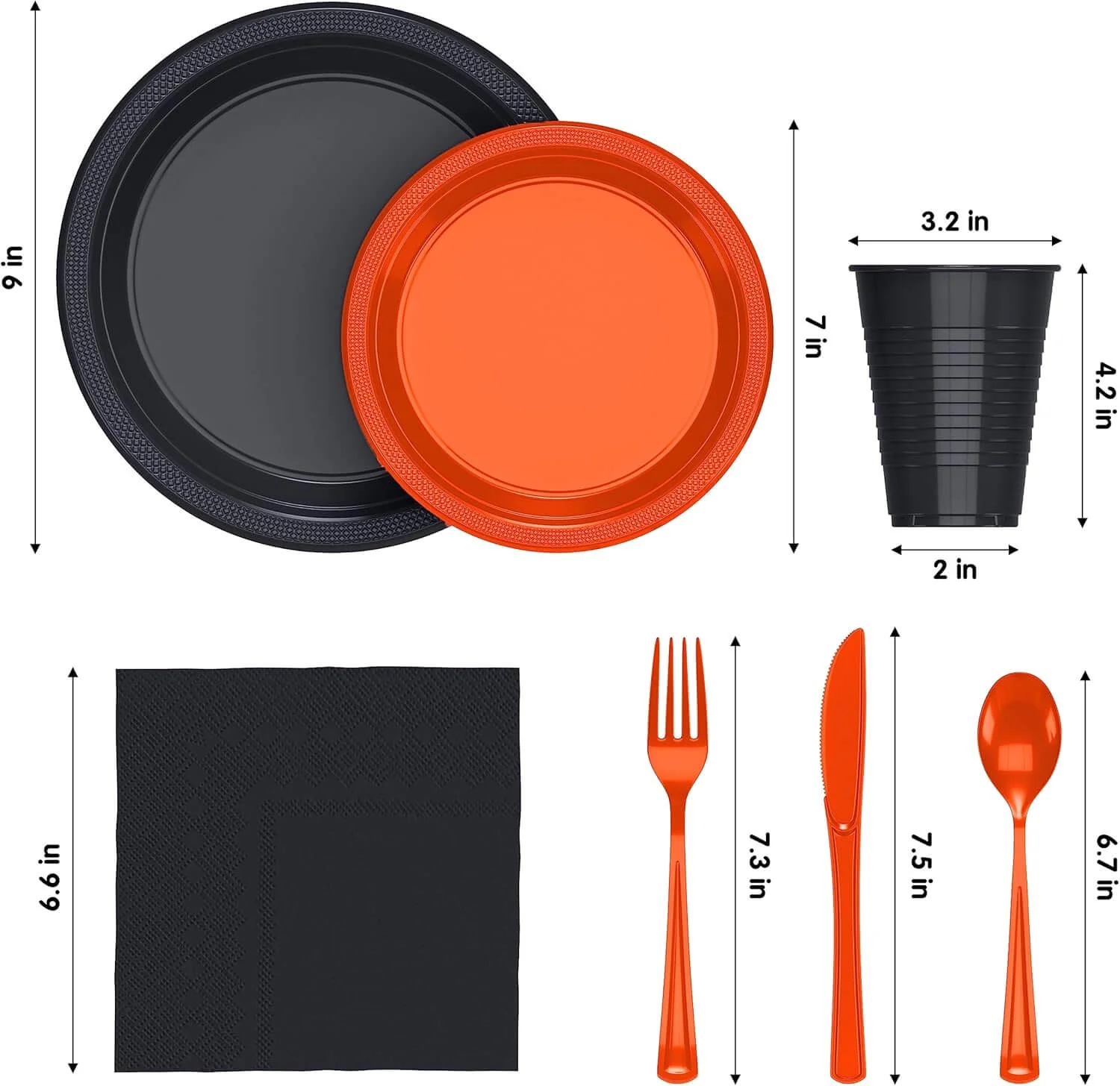 350 pcs Halloween Disposable Tableware Set -Orange and Black
