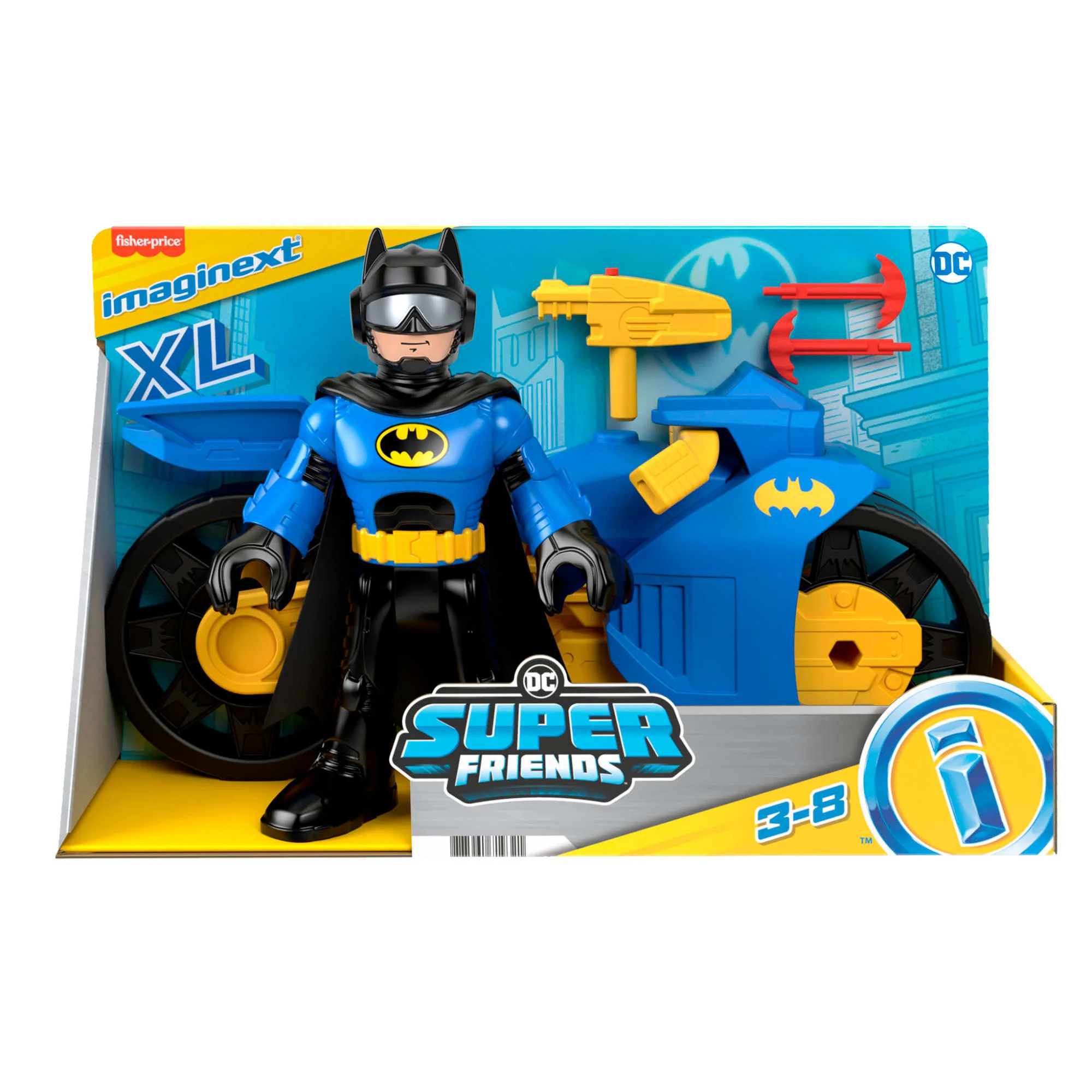 Imaginext DC Super Friends Batman Toys, XL Batcycle And Batman Figure, 10-Inches