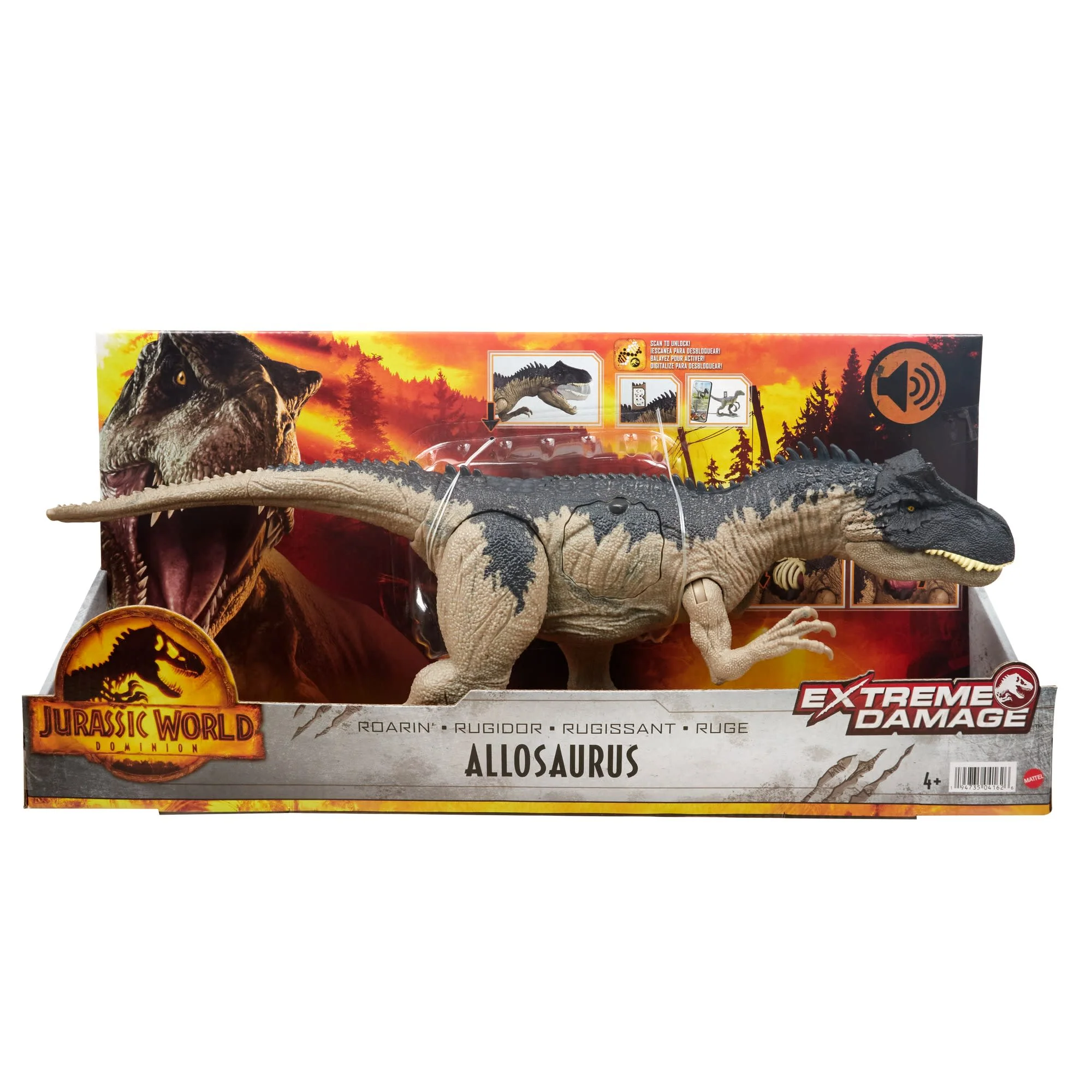 Jurassic World Extreme Damage Roarin�� Allosaurus Dinosaur Toy For 4 Year Olds & Up