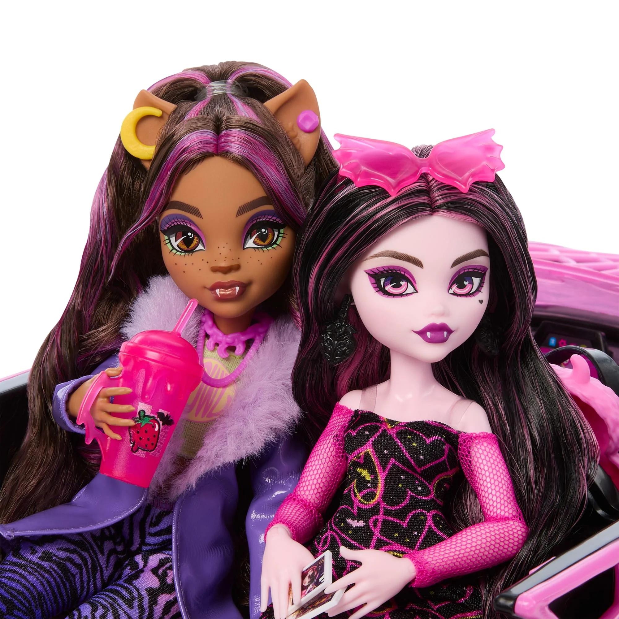 Monster High Eeekend Getaway Playset With Draculaura & Clawdeen Wolf Dolls, Vehicle & 20+ Accessories