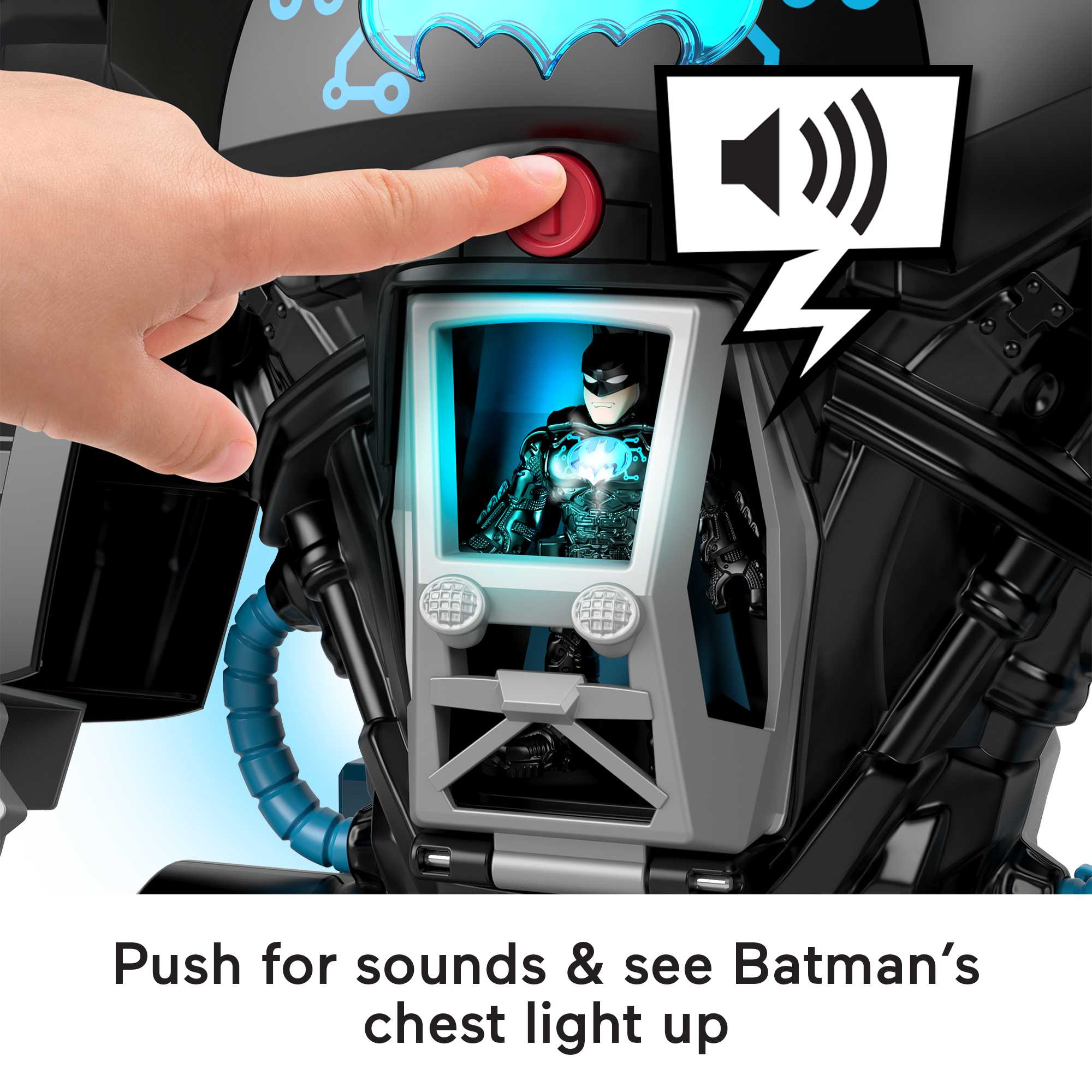 Imaginext DC Super Friends Batman Toy, 2-In-1 Robot & Playset With Lights & Sounds, Bat-Tech Batbot