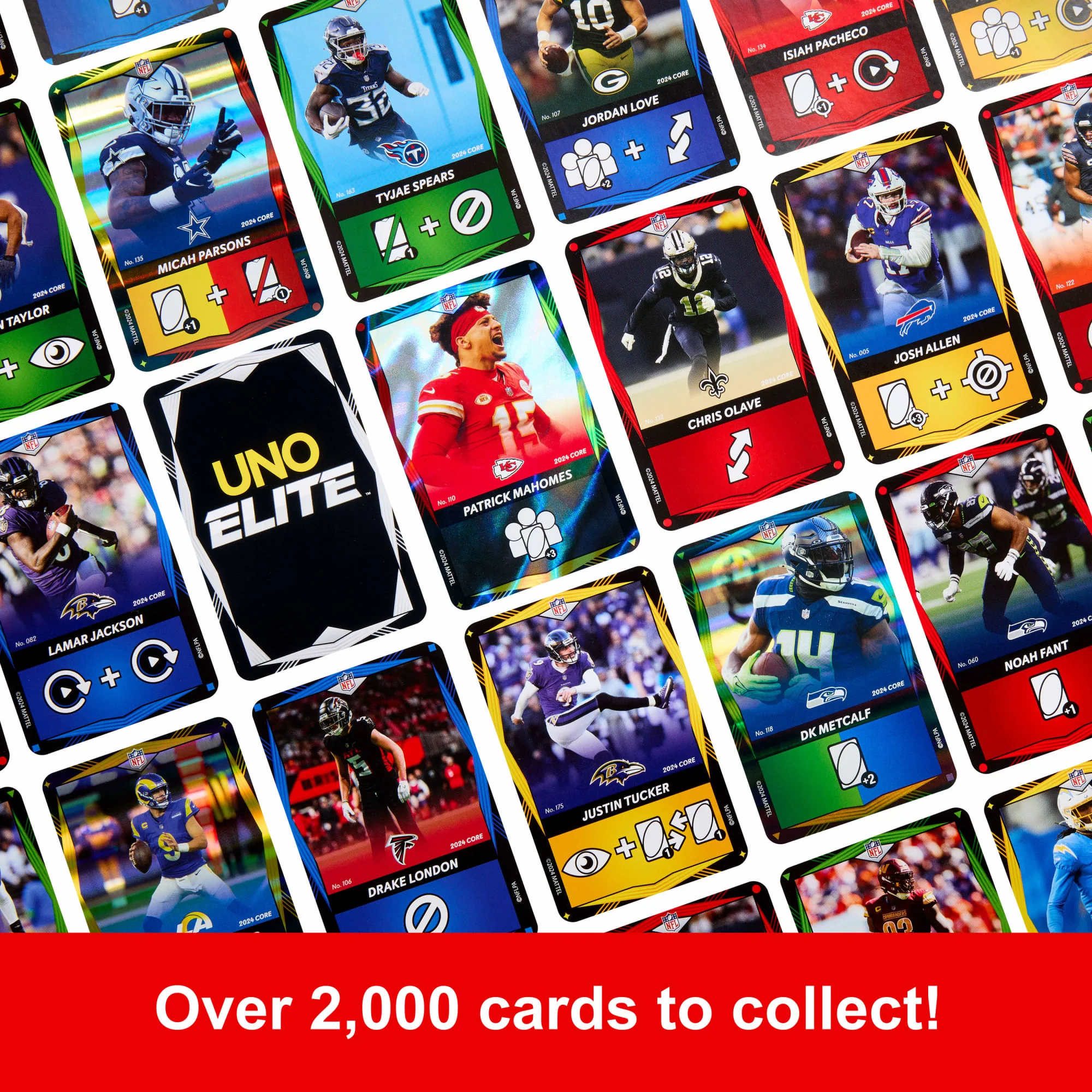 UNO Elite NFL Card Game With 4 Collectible Foil Cards For Kids, Fans, Adults & Family Night