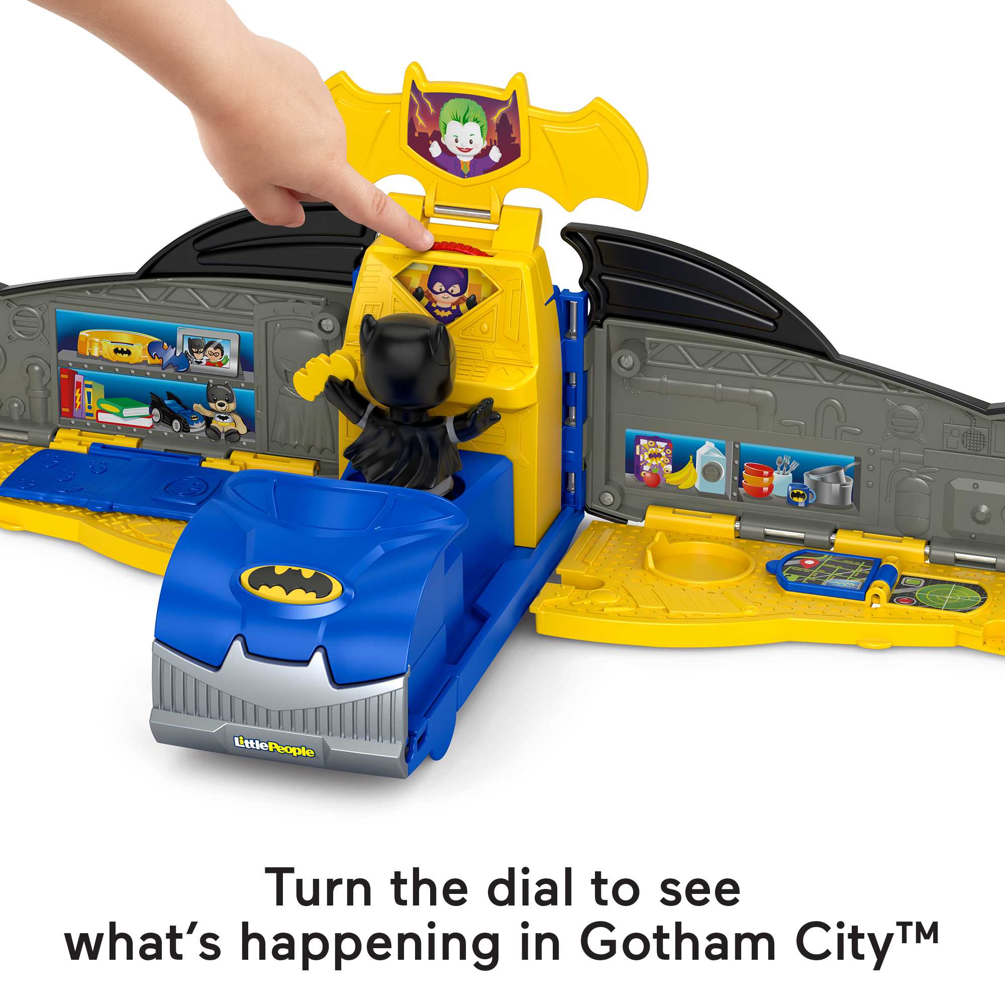 Fisher-Price Little People DC Super Friends 2-in-1 Batmobile Batman Playset For Toddlers