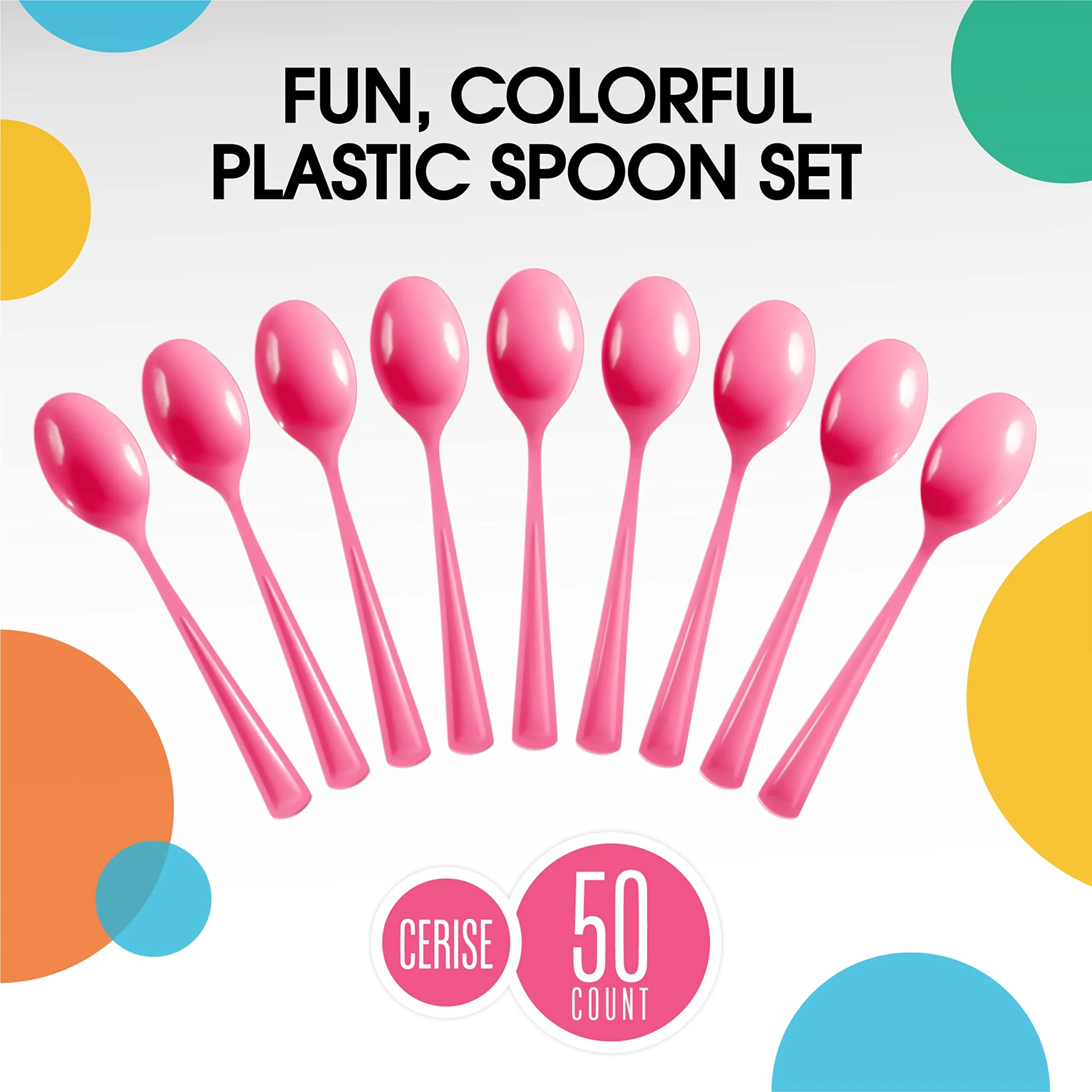 Heavy Duty Hot Pink Plastic Spoons | 50 Count