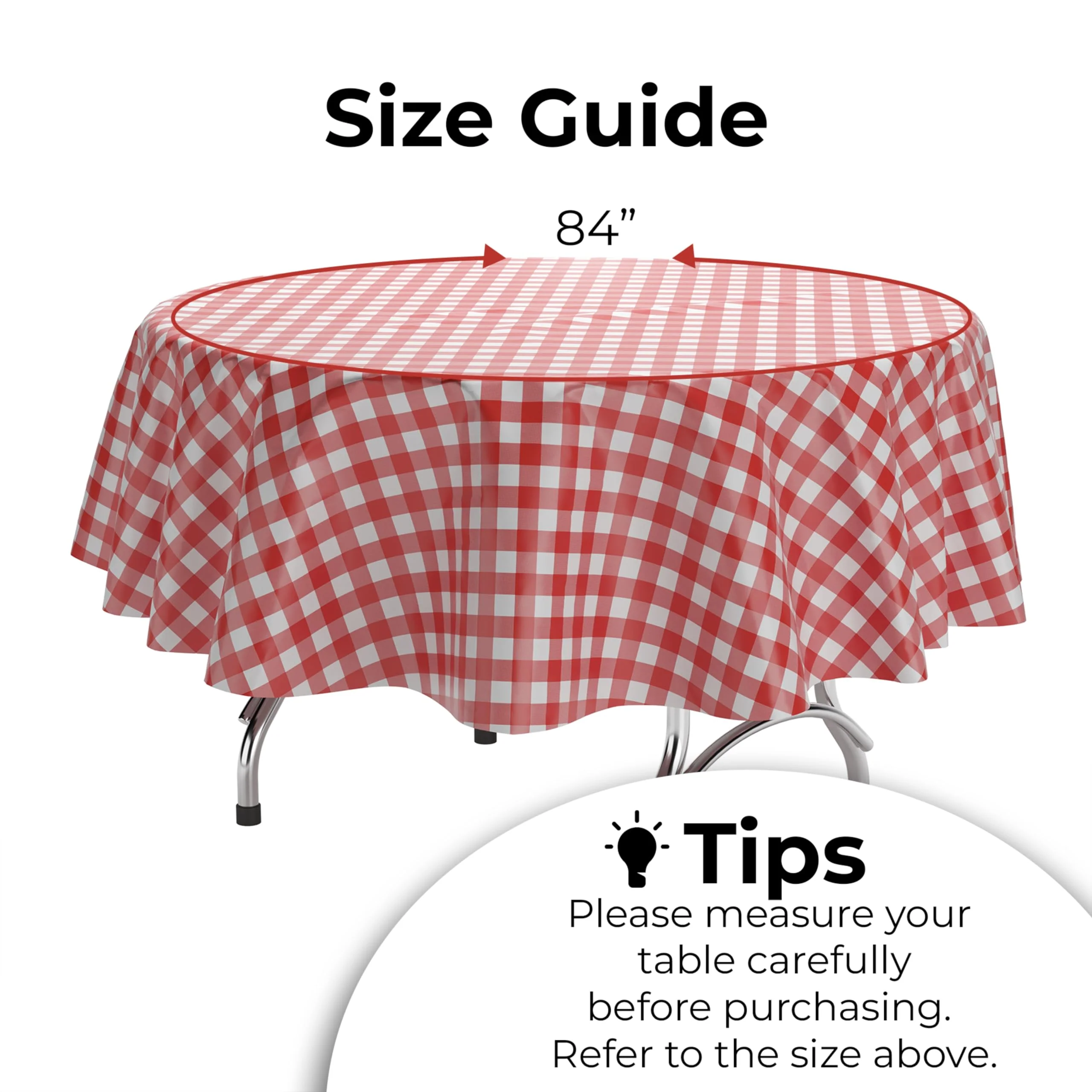 Round Red Gingham Table Cover
