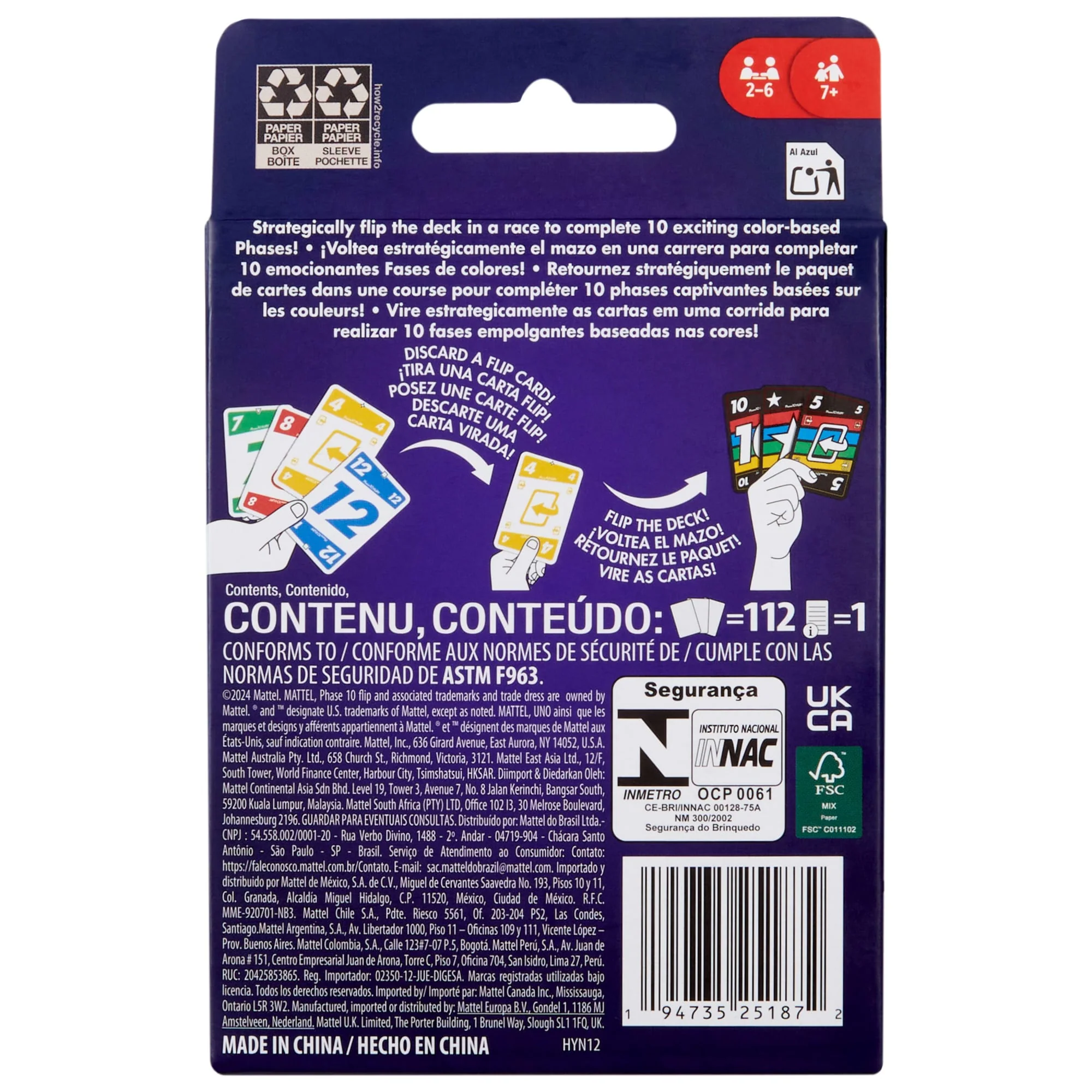 Phase 10 Flip Card Game, Classic Family Card Game With Double-Sided Cards For 2-6 Players