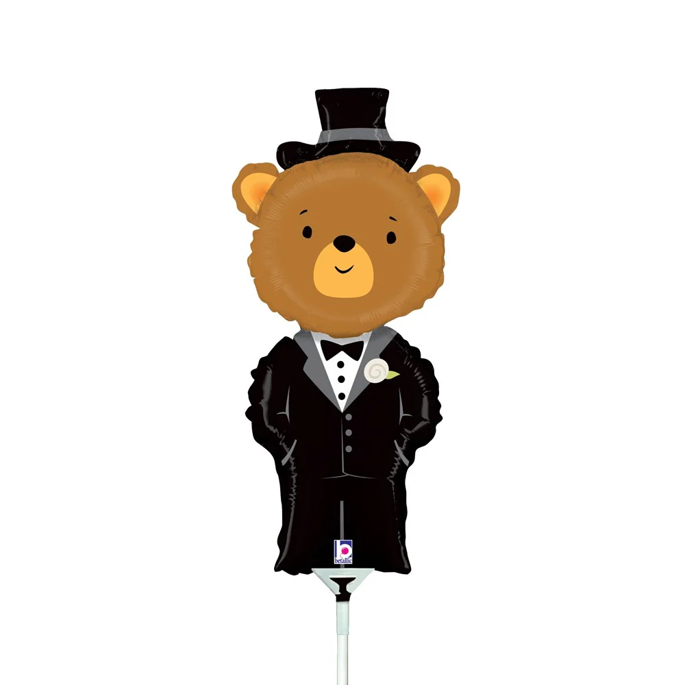 Betallic Groom Bear 14 inch Mini Air Shaped Foil Balloon 1ct