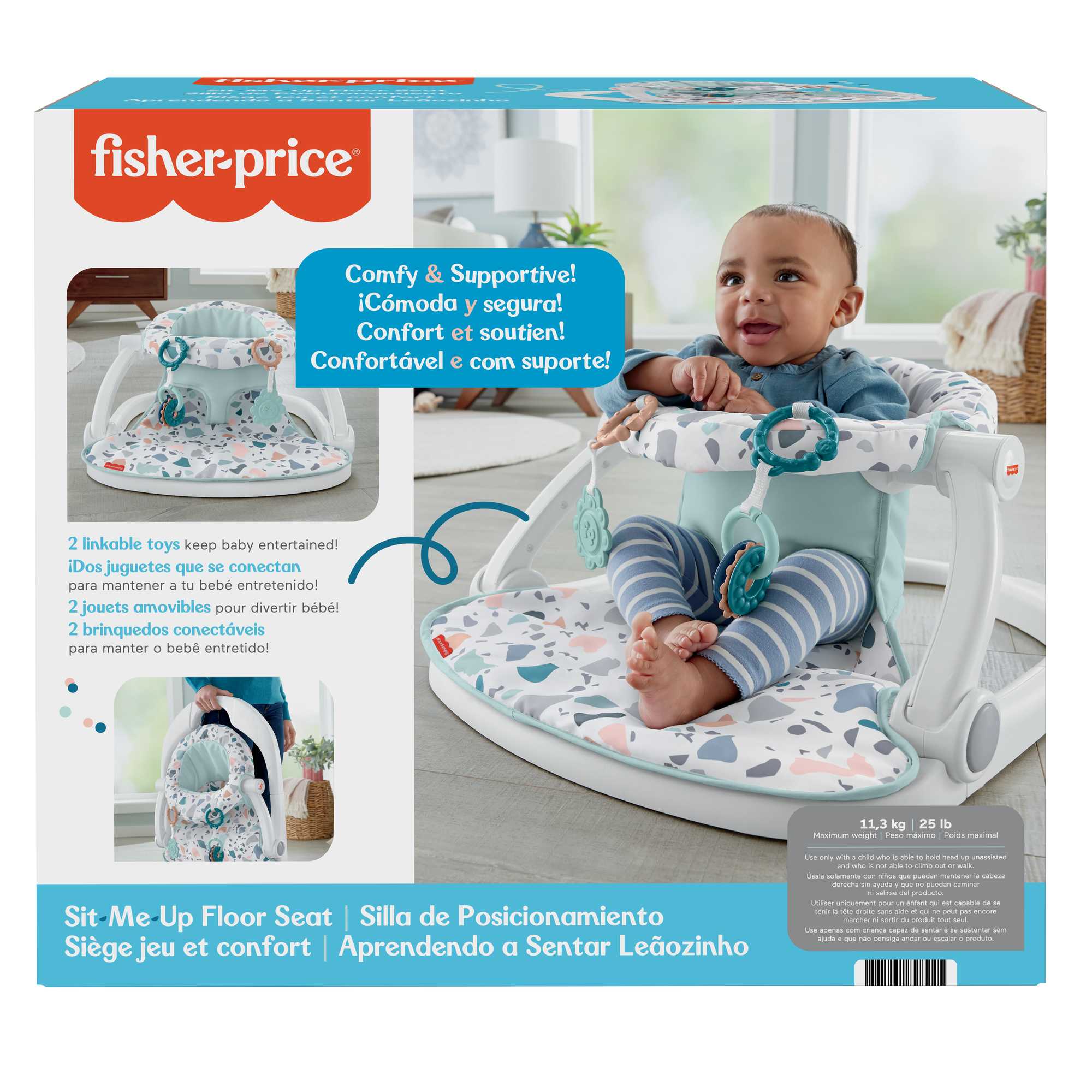 Fisher-Price Sit-Me-Up Floor Seat Portable Baby Chair With Toys, Pacific Pebble