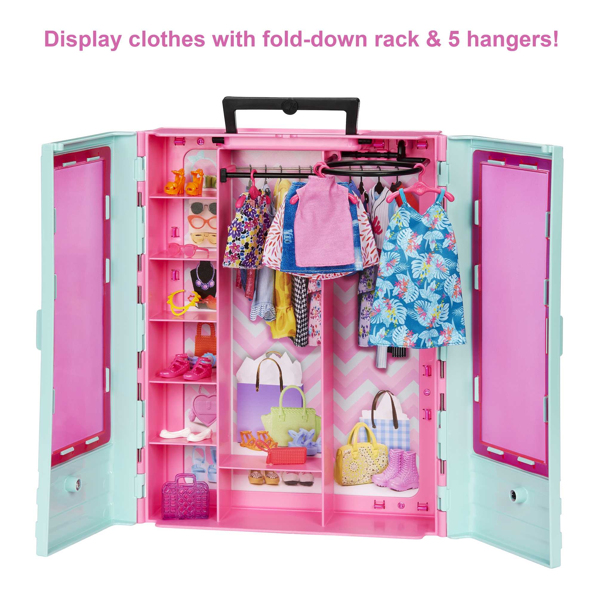 Barbie Closet Playset With 3 Outfits & Accessories, 3 To 8 Years