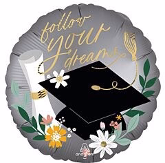 Anagram 18 inch Follow Your Dreams Blooms Foil Balloon 1ct