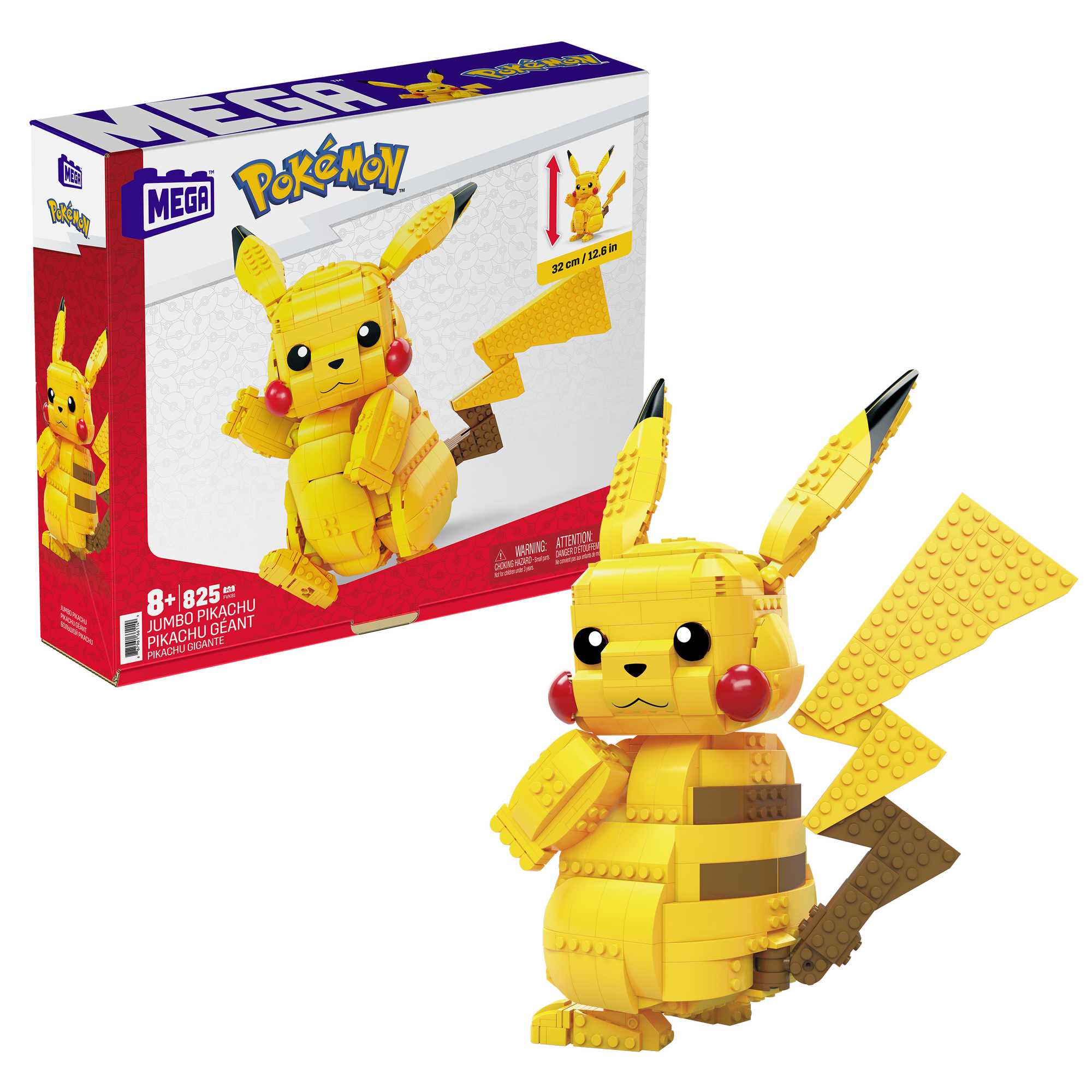 MEGA Pok��mon Building Toy Kit Jumbo Pikachu (825 Pieces) 12 inch Action Figure For Kids