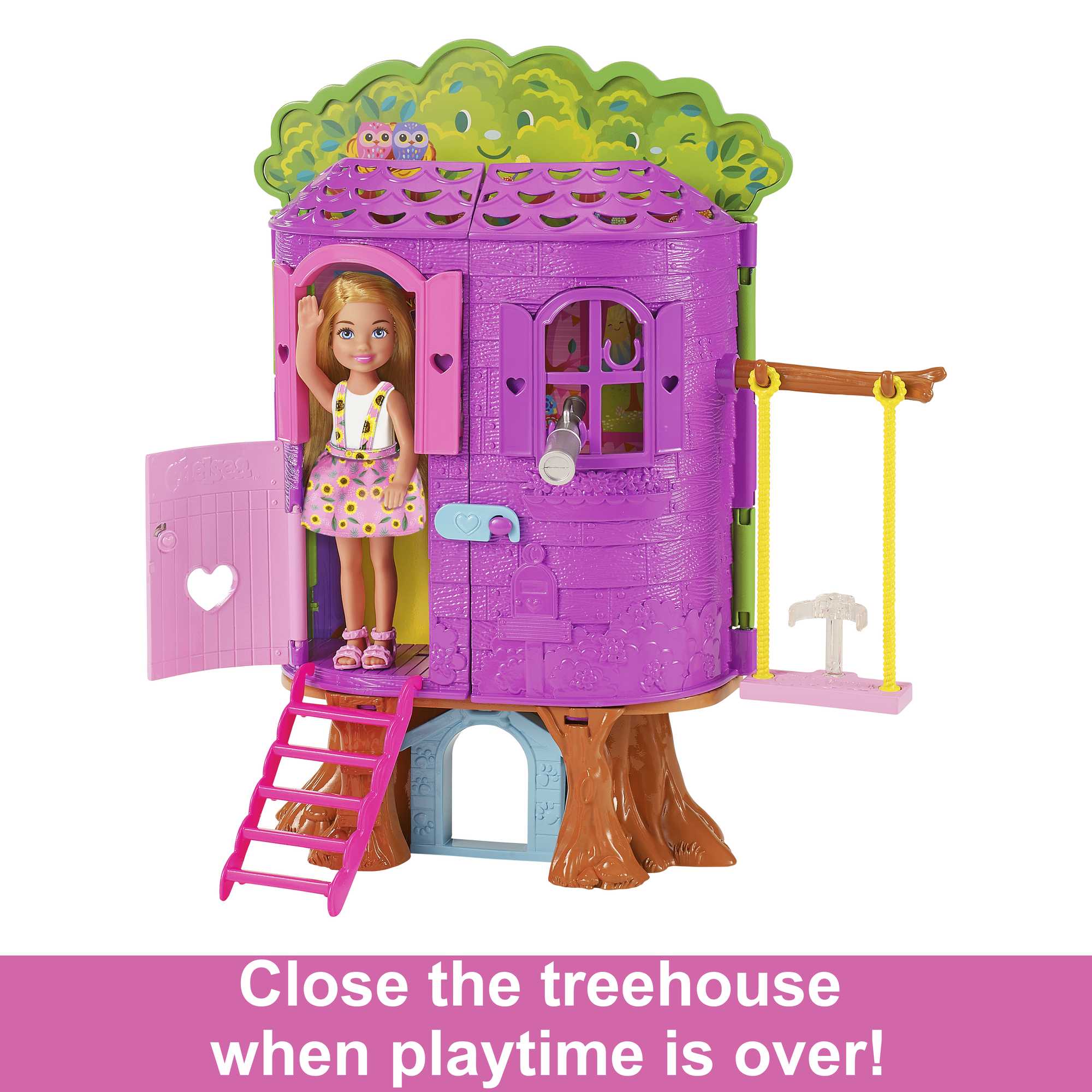 Chelsea Barbie Doll And Treehouse Playset With Pet Puppy