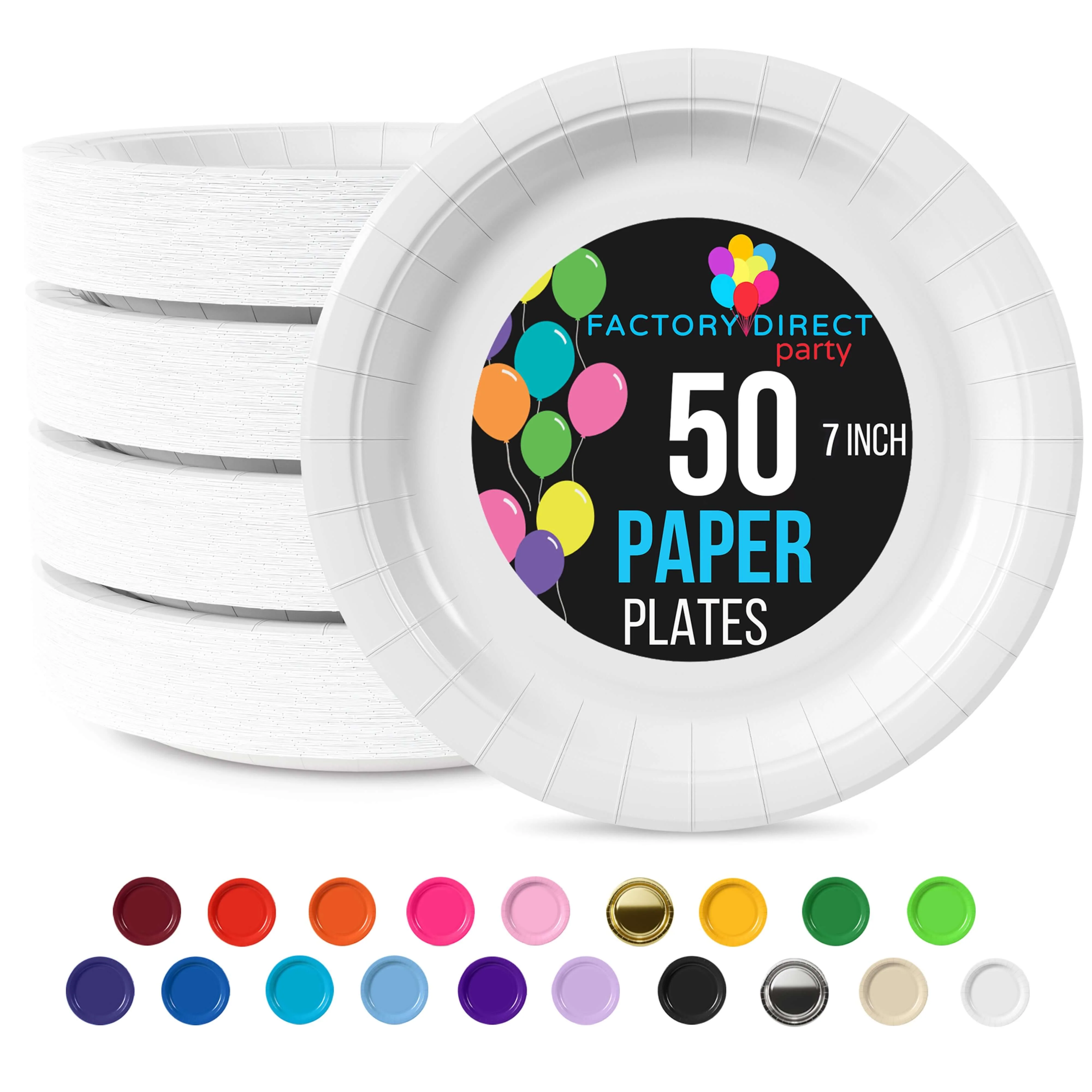 7 In. White Paper Plates - 50 Ct.