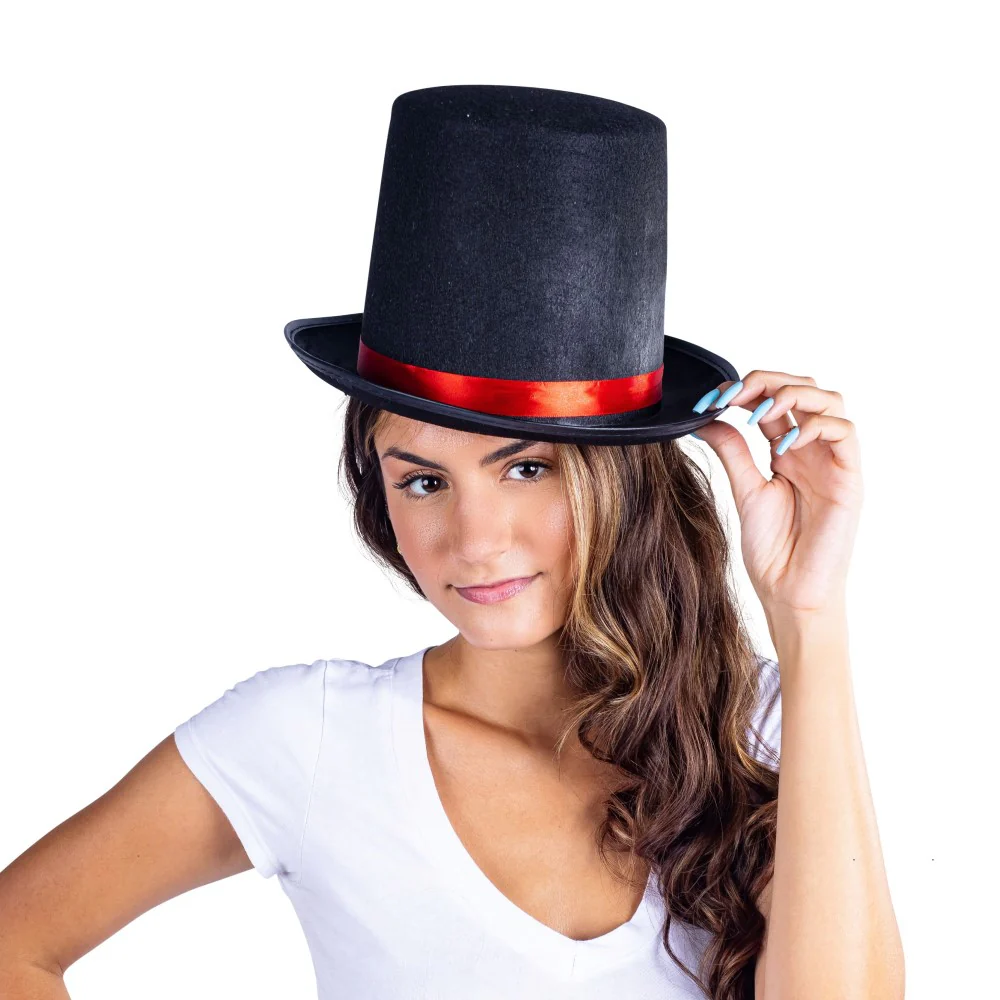 Elegant Tuxedo Top-Hat with Red Trim