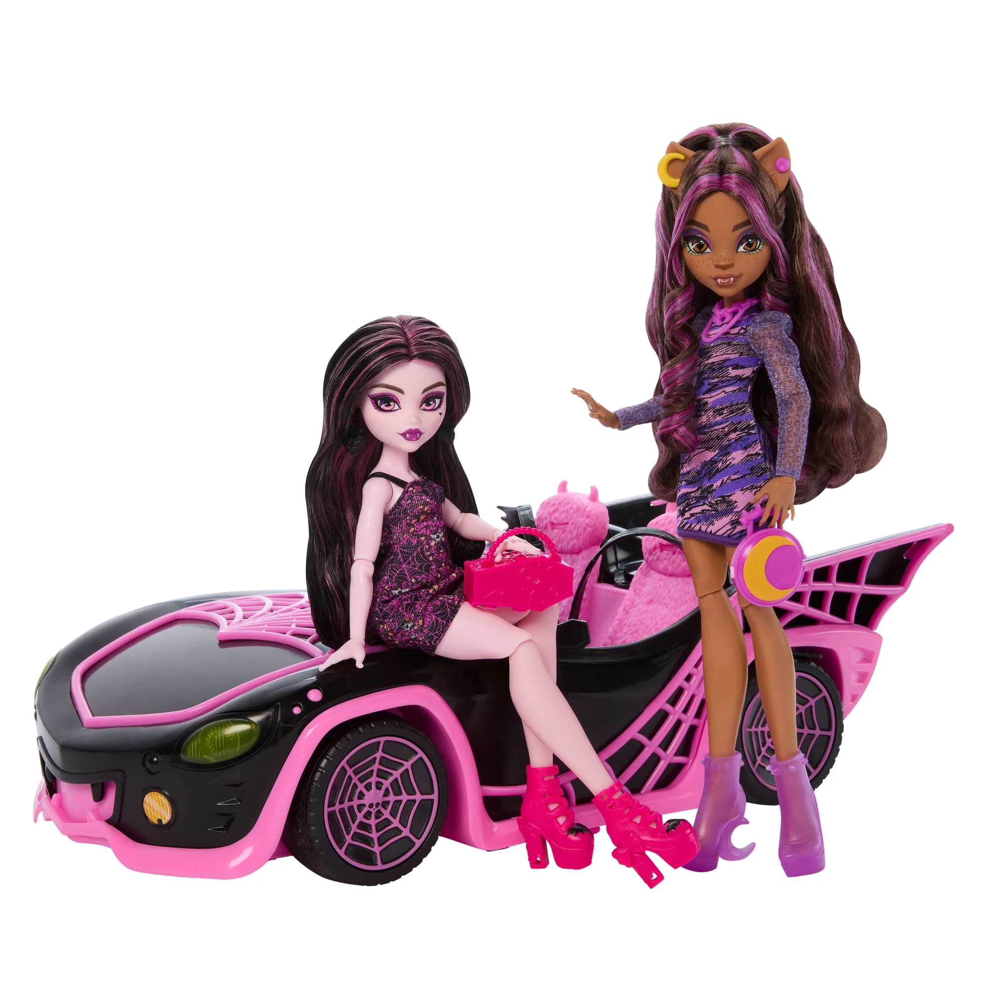 Monster High Eeekend Getaway Playset With Draculaura & Clawdeen Wolf Dolls, Vehicle & 20+ Accessories
