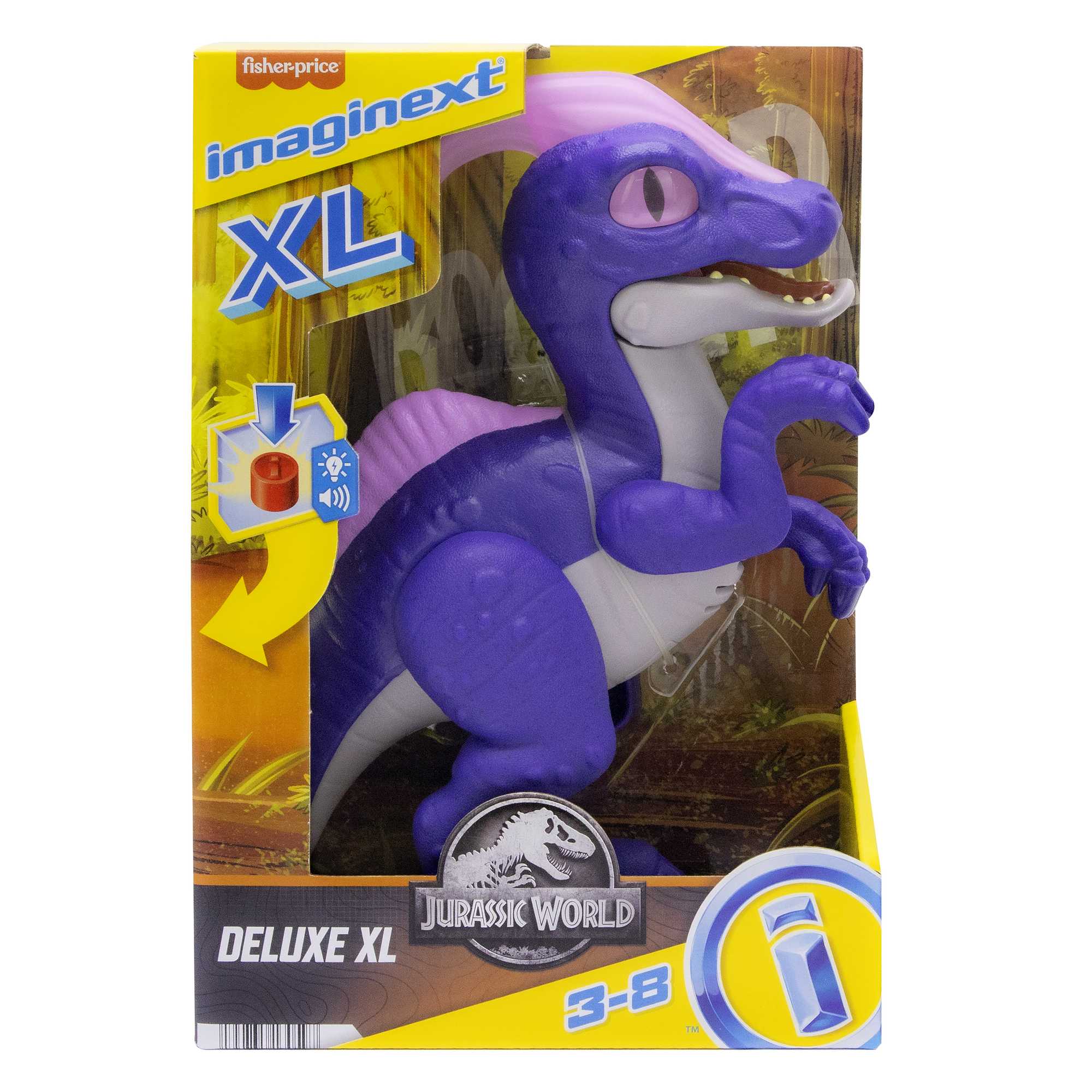 Imaginext Jurassic World Dinosaur Parasaurolophus XL Figure With Lights & Sounds, 10-Inch Toy