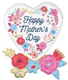 Anagram Mother's Day Artful Florals 30in Foil Balloon FLAT
