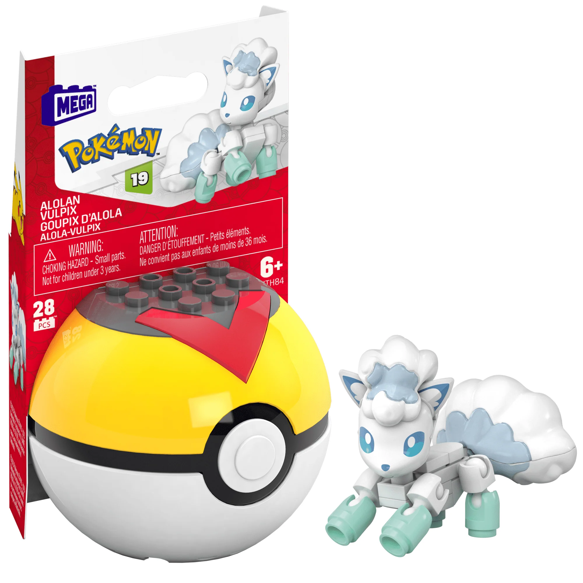 MEGA Pok��mon Alolan Vulpix Building Toy Kit, Poseable Action Figure (28 Pieces) For Kids